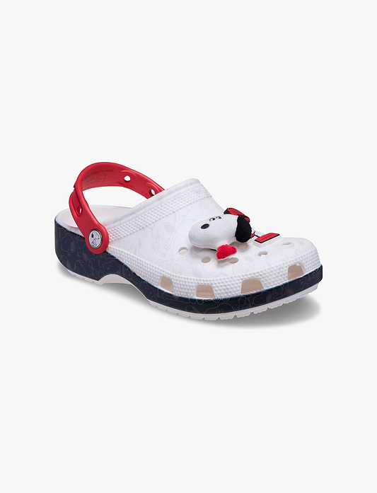 Crocs Peanuts Classic Clog K -  כפכפי קלוג  קרוקס סנופי לילדים בצבע לבן/שחור/אדום