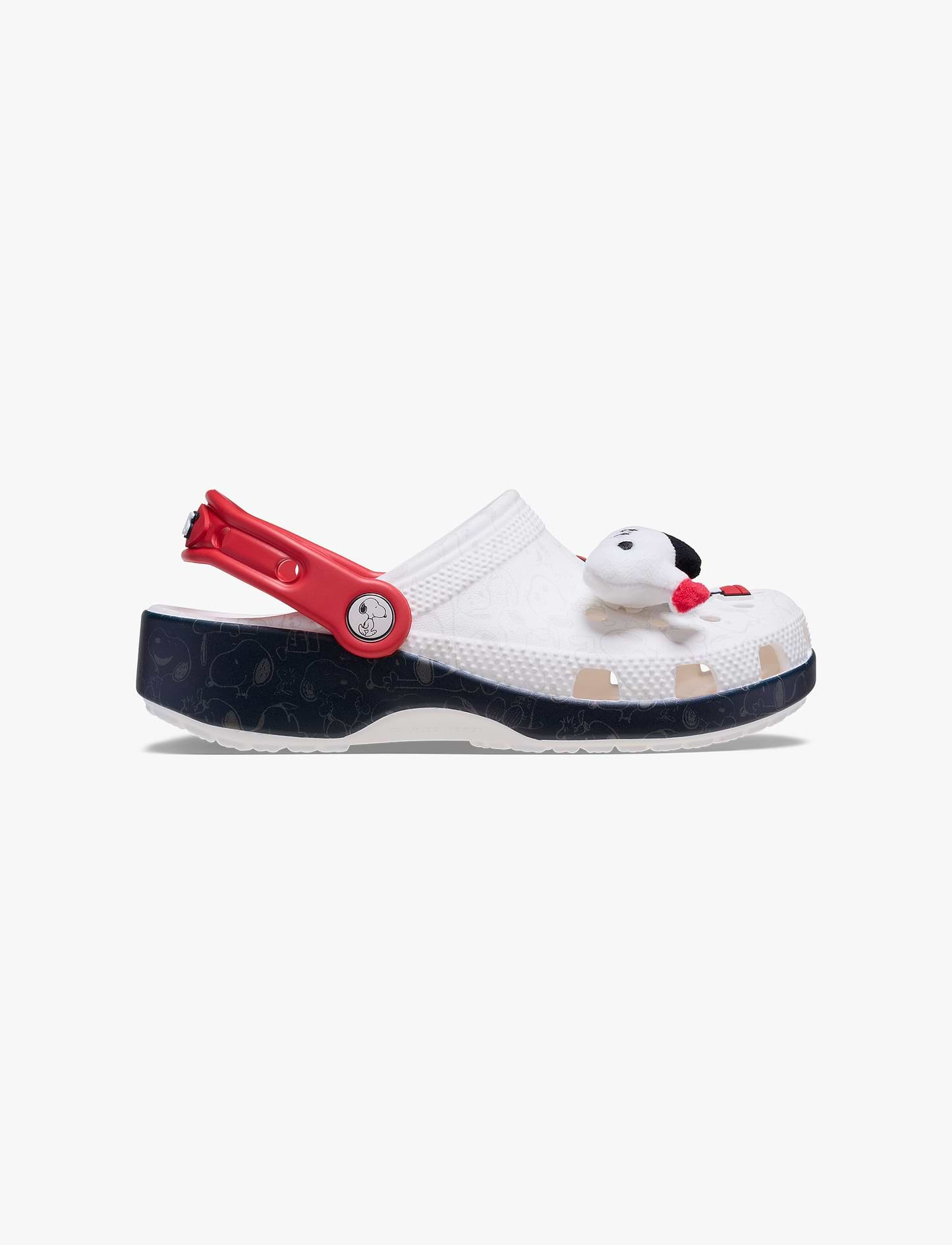 Crocs Peanuts Classic Clog T - כפכפי קלוג קרוקס סנופי לילדים בצבע לבן/שחור/אדום מידות קטנות