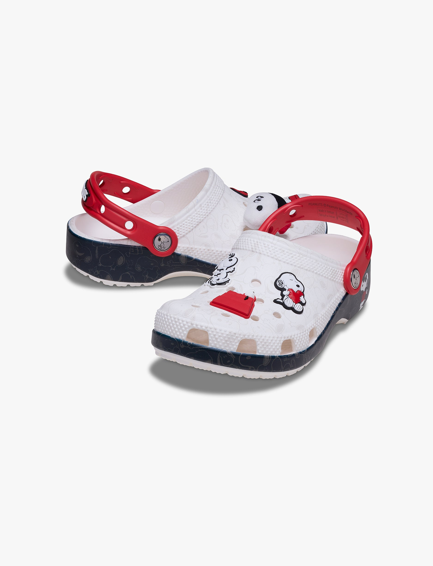 Crocs Peanuts Classic Clog T - כפכפי קלוג קרוקס סנופי לילדים בצבע לבן/שחור/אדום מידות קטנות