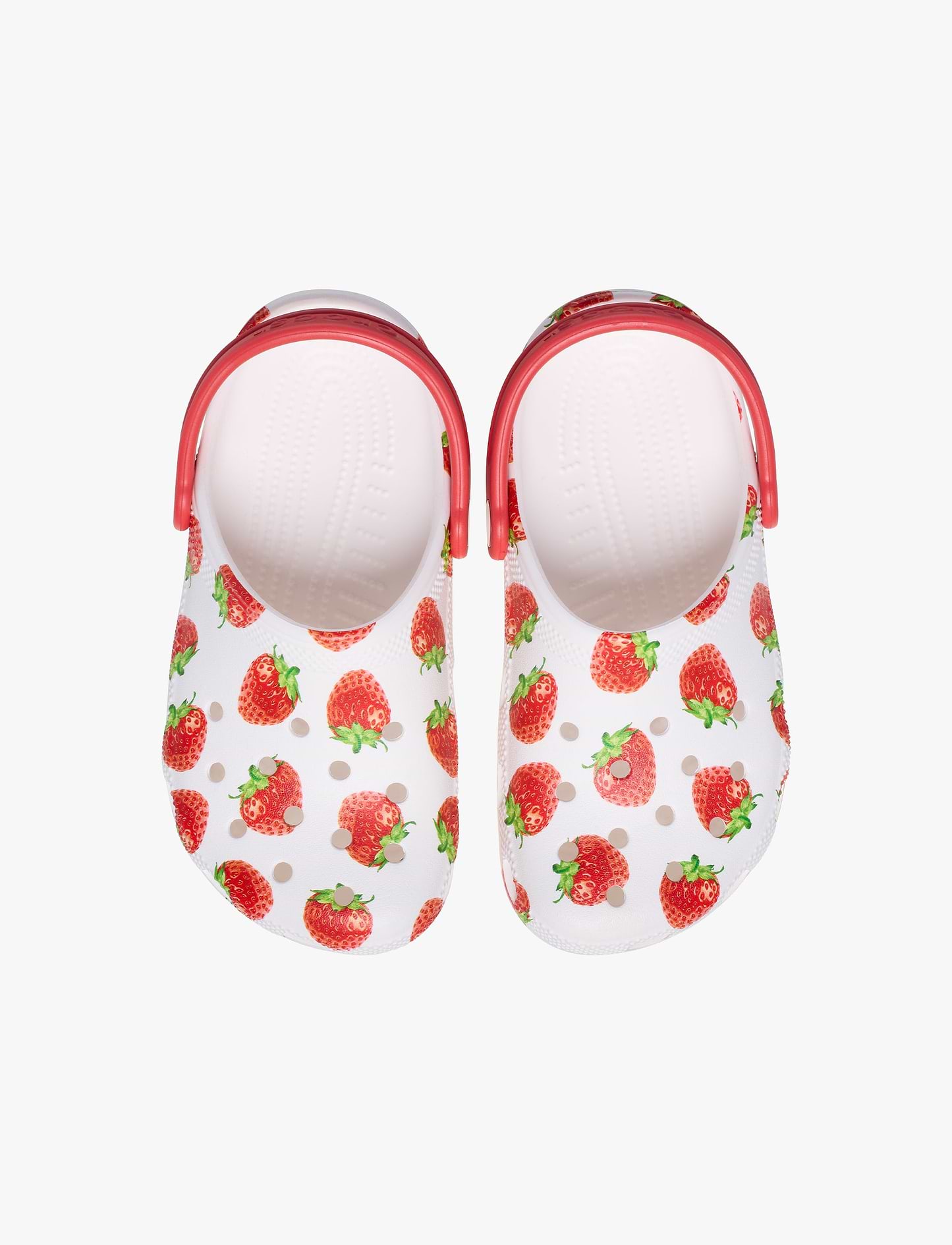 Crocs Classic Fresh Fruits T - כפכפי קרוקס לילדים בצבע לבן בהדפס תותים אדומים מידות קטנות
