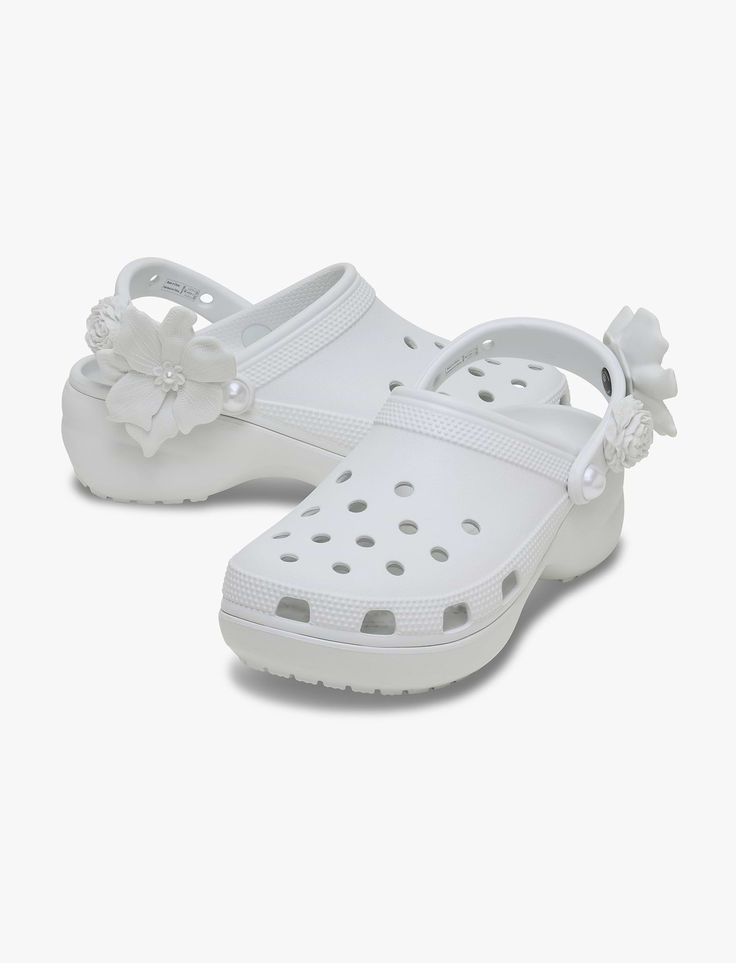 Crocs Classic Platform Bouquet Clog - כפכפי קלוג פלטפורמה קרוקס לנשים בצבע מון לייט