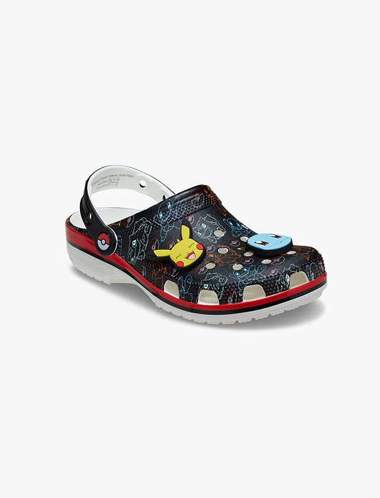 Crocs Pokemon Print Classic Clog K - כפכפי קלוג קרוקס פוקימוןן פרינט לילדים שחור/לבן