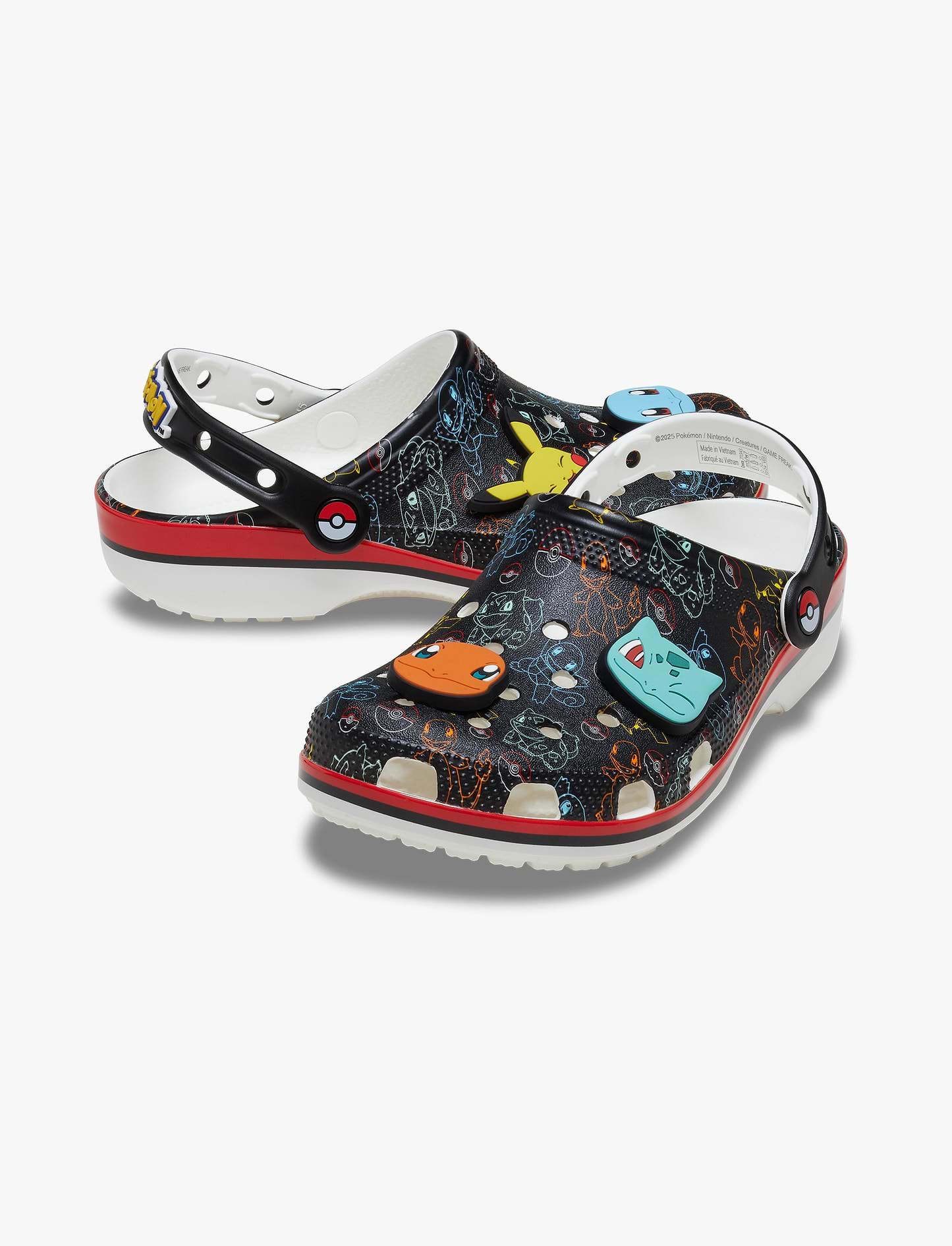 Crocs Pokemon Print Classic Clog K - כפכפי קלוג קרוקס פוקימוןן פרינט לילדים שחור/לבן