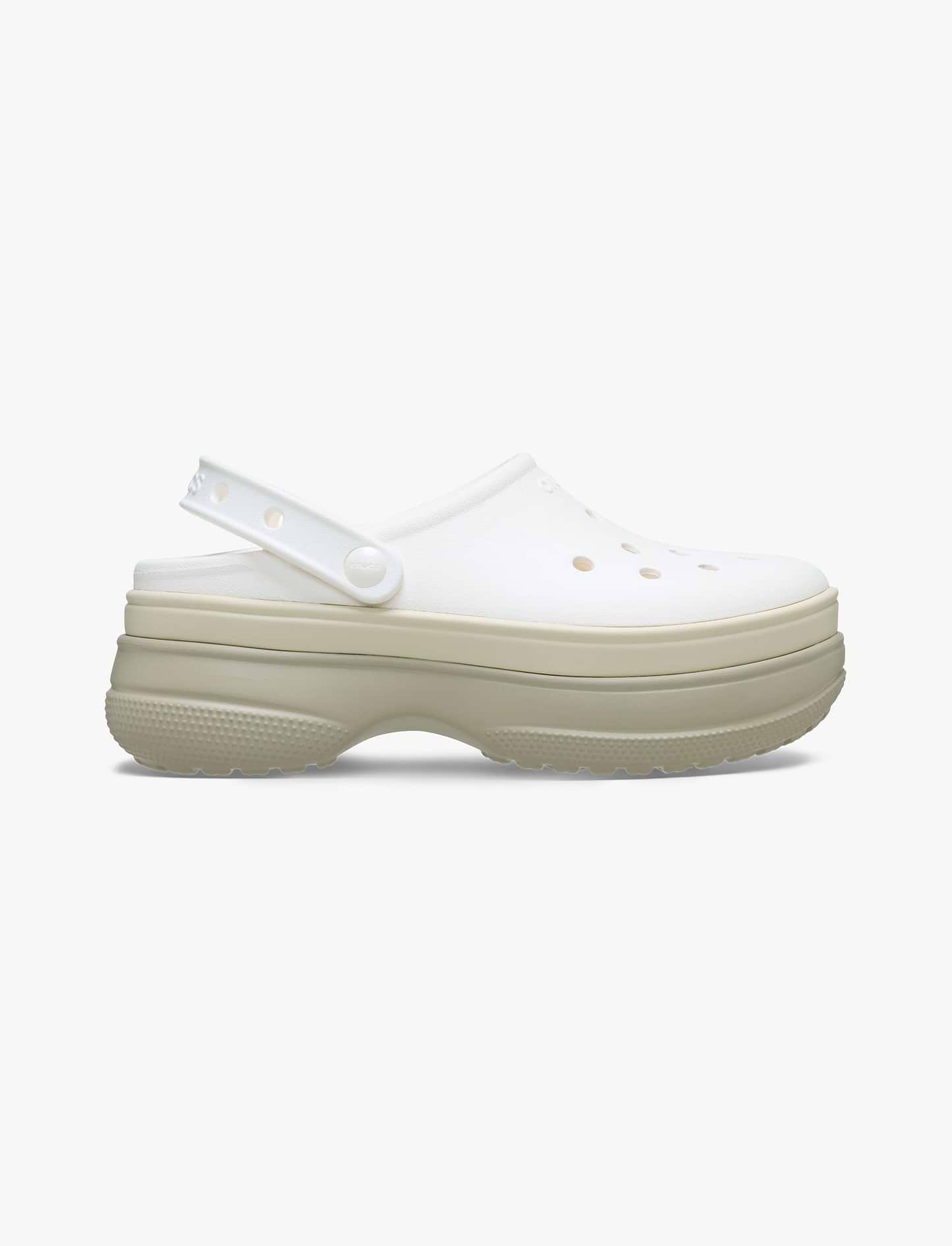Crocs Classic Stacked Clog - כפכפי פלטפורמה קרוקס לנשים בצבע לבן גיר/קרם
