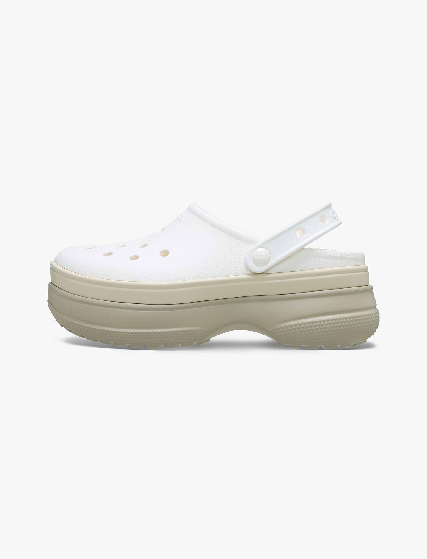 Crocs Classic Stacked Clog - כפכפי פלטפורמה קרוקס לנשים בצבע לבן גיר/קרם