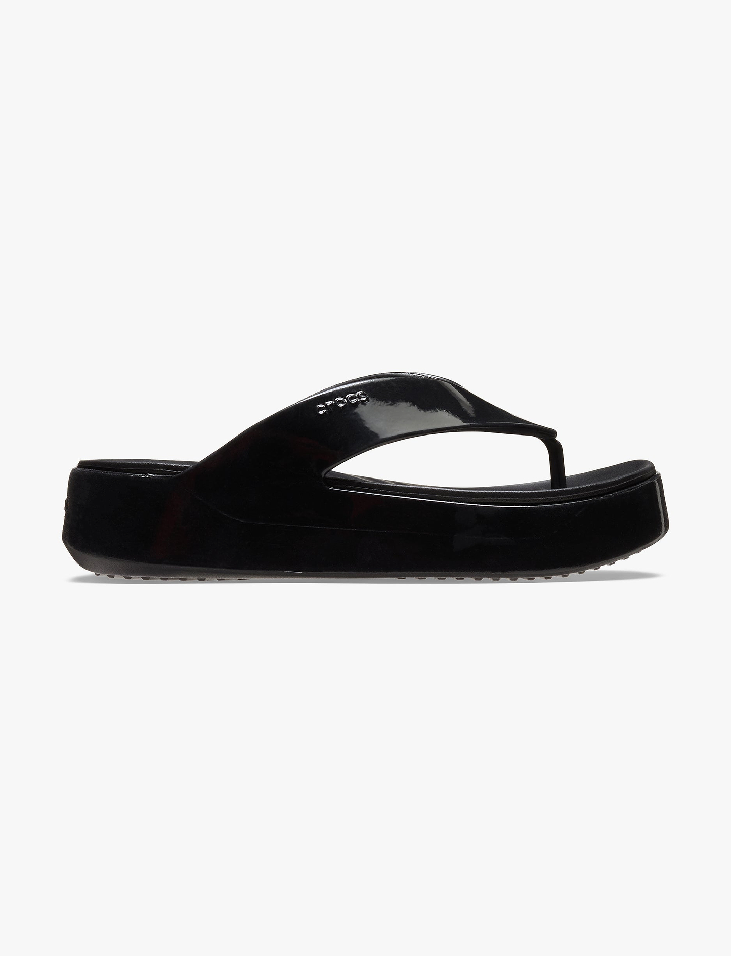 Crocs Getaway Platform Patent Flip - כפכפי אצבע קרוקס לנשים בצבע שחור