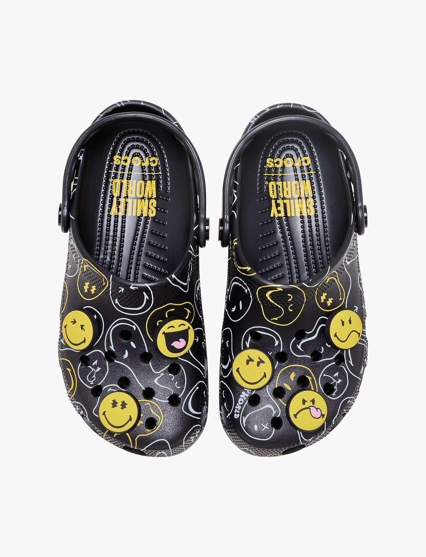 Crocs Smiley Classic Clog - כפכפי קלוג קרוקס סמיילי בצבע שחור/צהוב