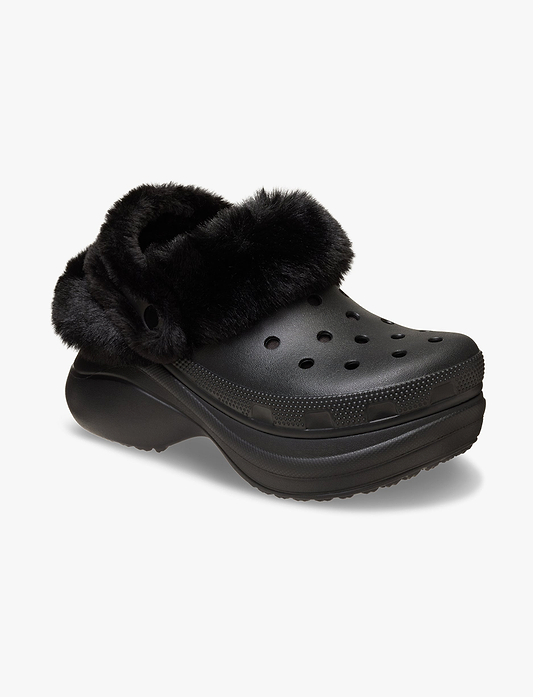 Crocs Bae Lined Clog - כפכפים פרוותיים קרוקס פלטפורמה ביי לנשים בצבע שחור