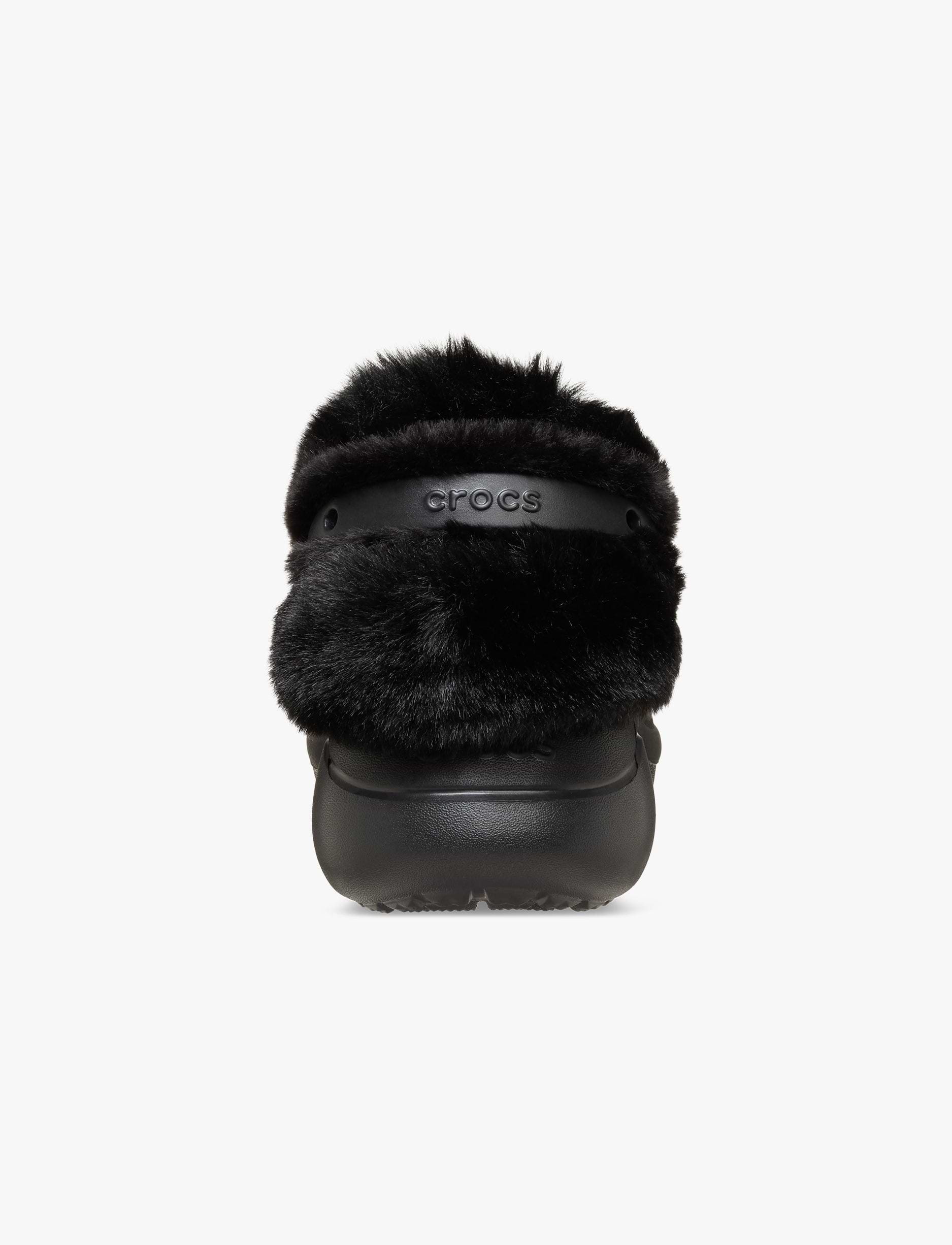 Crocs Bae Lined Clog - כפכפים פרוותיים קרוקס פלטפורמה ביי לנשים בצבע שחור
