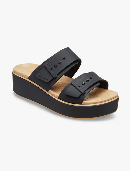 Crocs Brooklyn Buckle Matte Wrap LW - כפכפי פלטפורמה קרוקס ברוקלין לנשים בצבע שחור