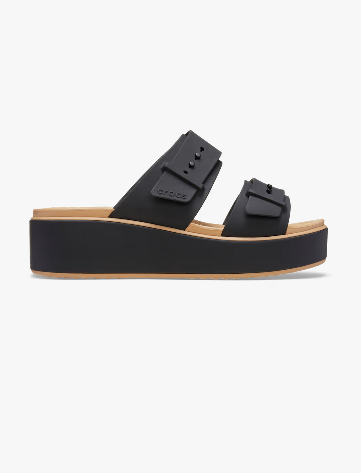 Crocs Brooklyn Buckle Matte Wrap LW - כפכפי פלטפורמה קרוקס ברוקלין לנשים בצבע שחור