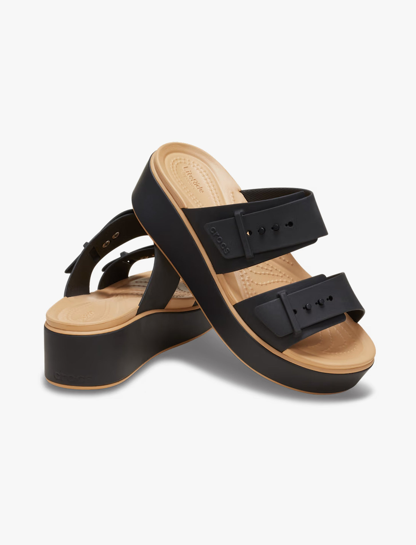 Crocs Brooklyn Buckle Matte Wrap LW - כפכפי פלטפורמה קרוקס ברוקלין לנשים בצבע שחור
