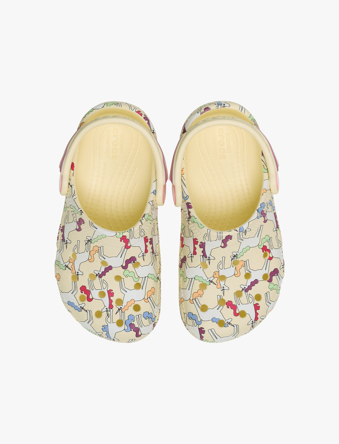 Crocs Classic Unicorn Graphic Clog - כפכפי קרוקס קלוג חד קרן בצבע קרם לקטנטנים