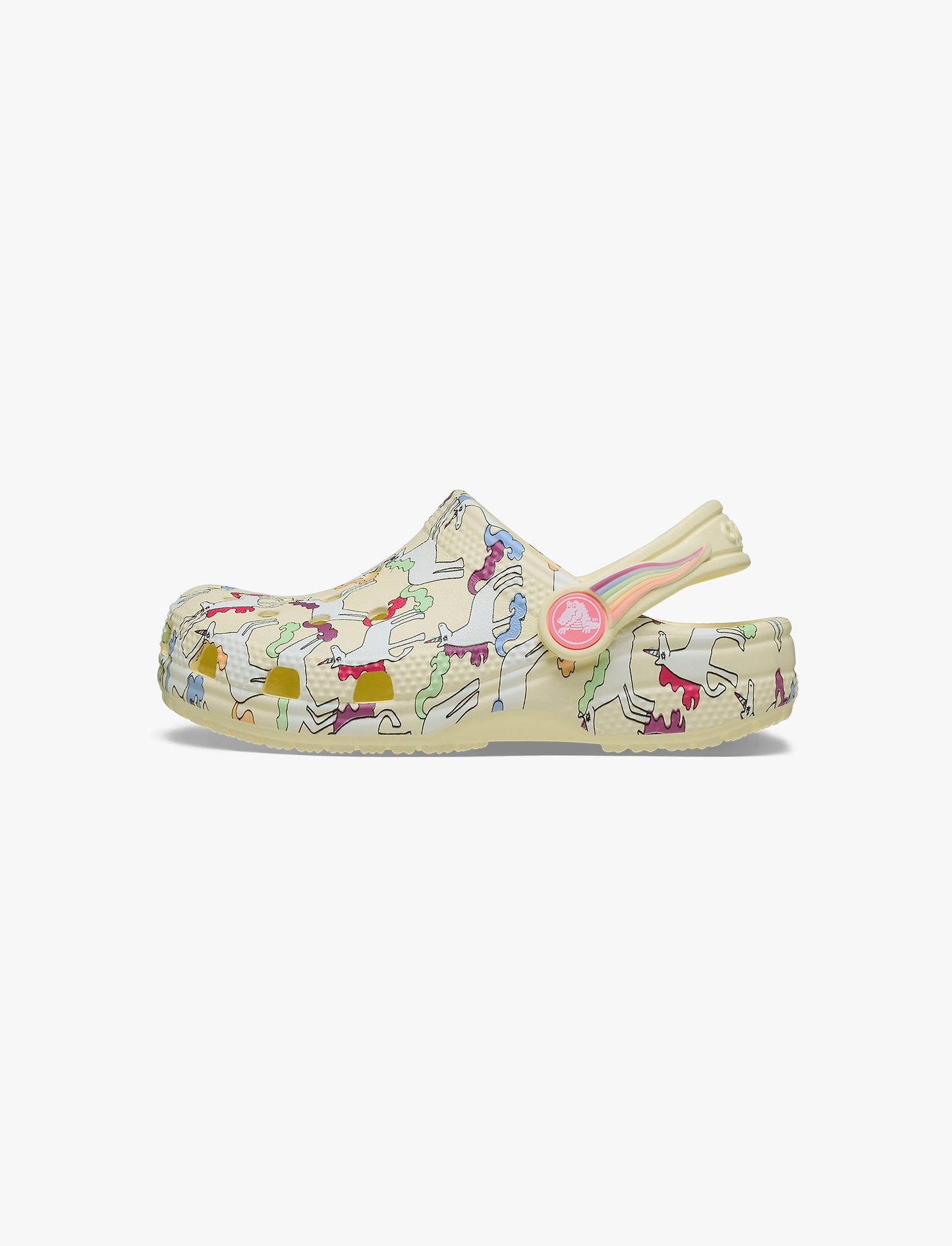 Crocs Classic Unicorn Graphic Clog - כפכפי קרוקס קלוג חד קרן בצבע קרם לקטנטנים
