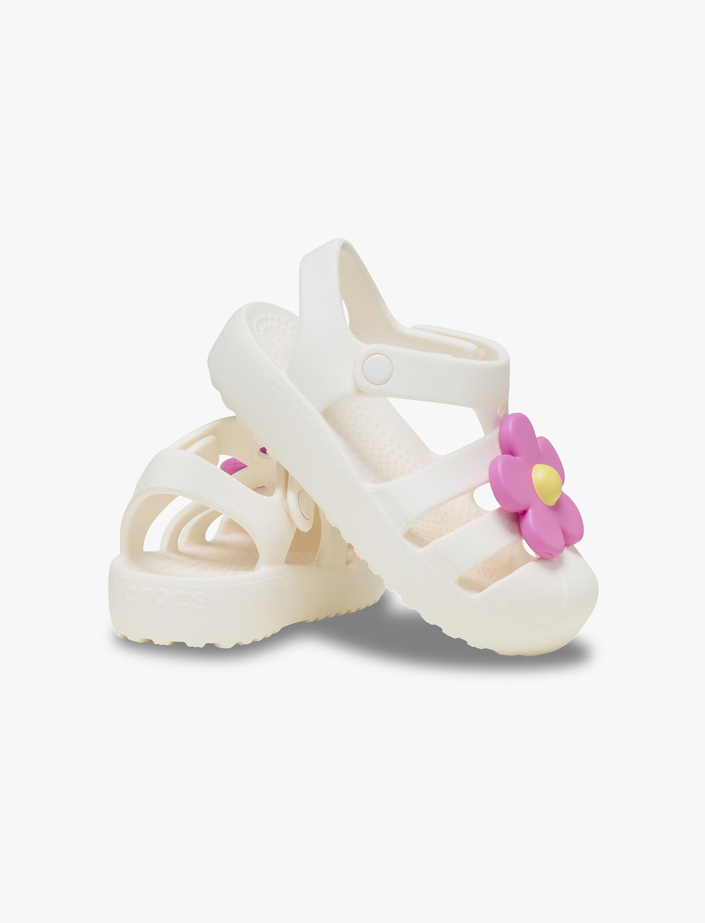 Crocs Classic Flower Fisherman T -  סנדלי קרוקס לקטנטנים בצבע לבן גיר