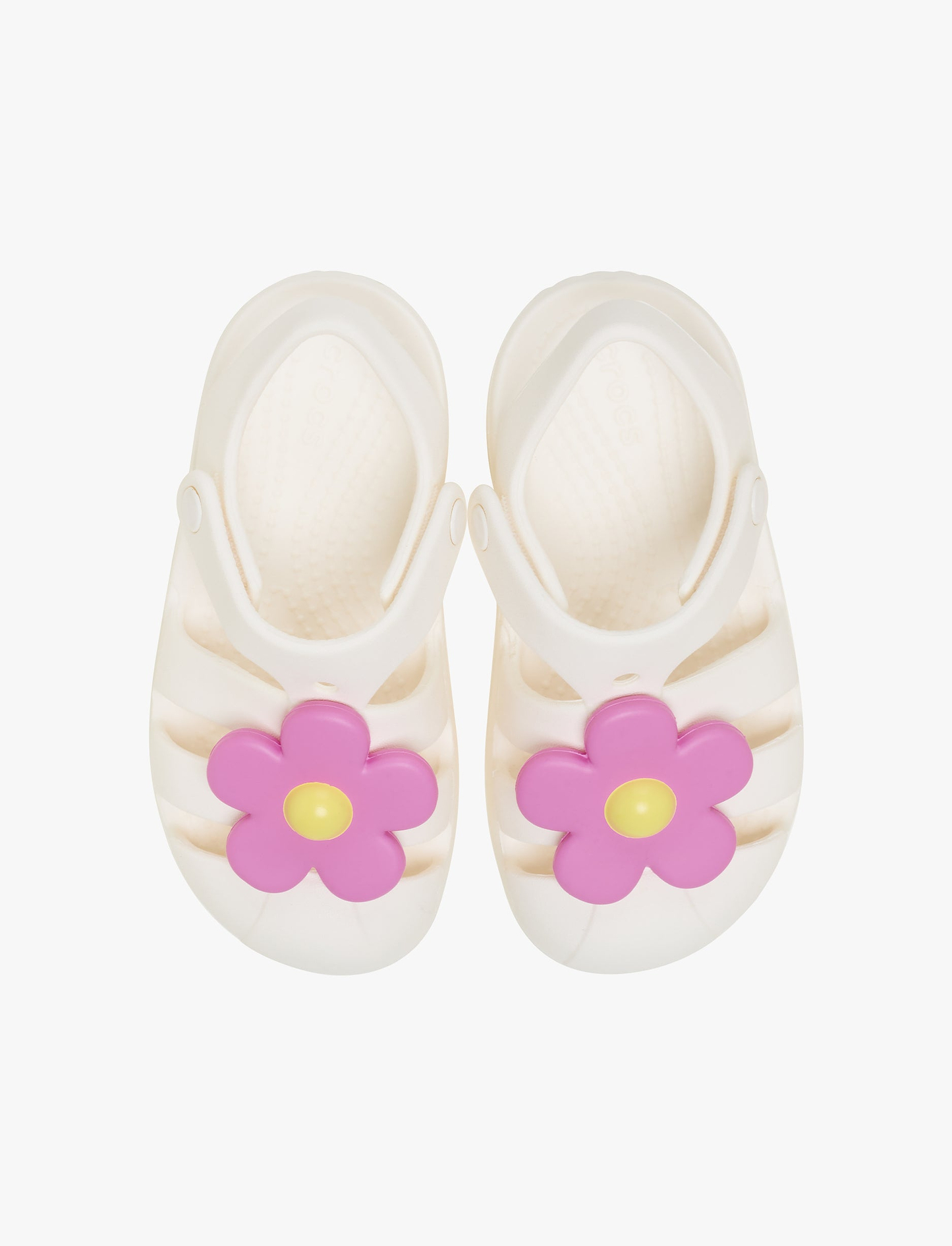 Crocs Classic Flower Fisherman T -  סנדלי קרוקס לקטנטנים בצבע לבן גיר