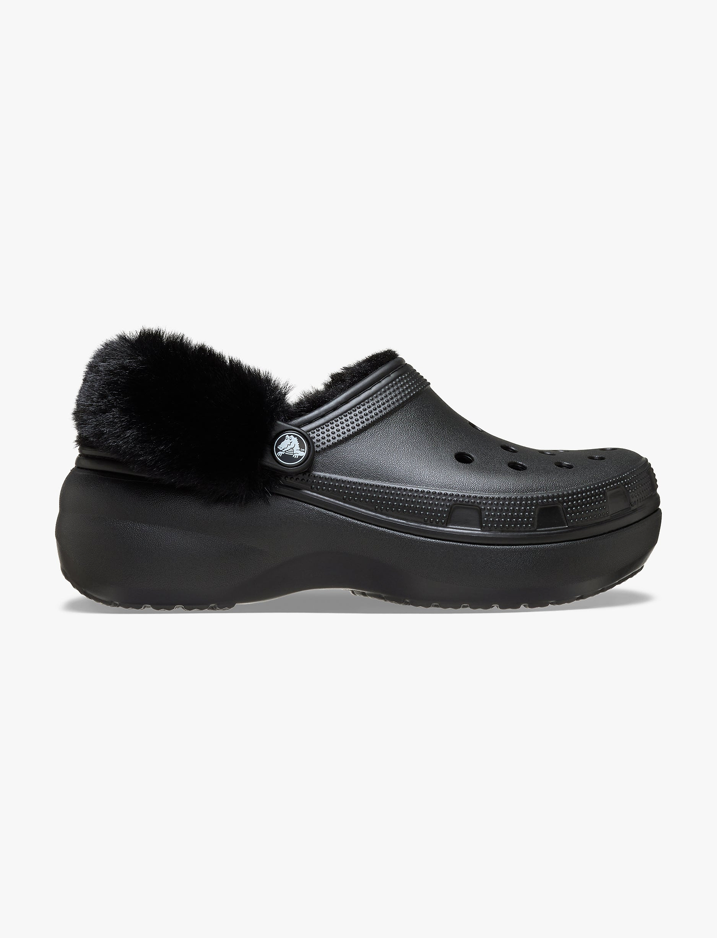 Crocs Classic Platform Fuzz Lined Clog - כפכפי קרוקס פלטפורמה פרוותיים לנשים בצבע שחור