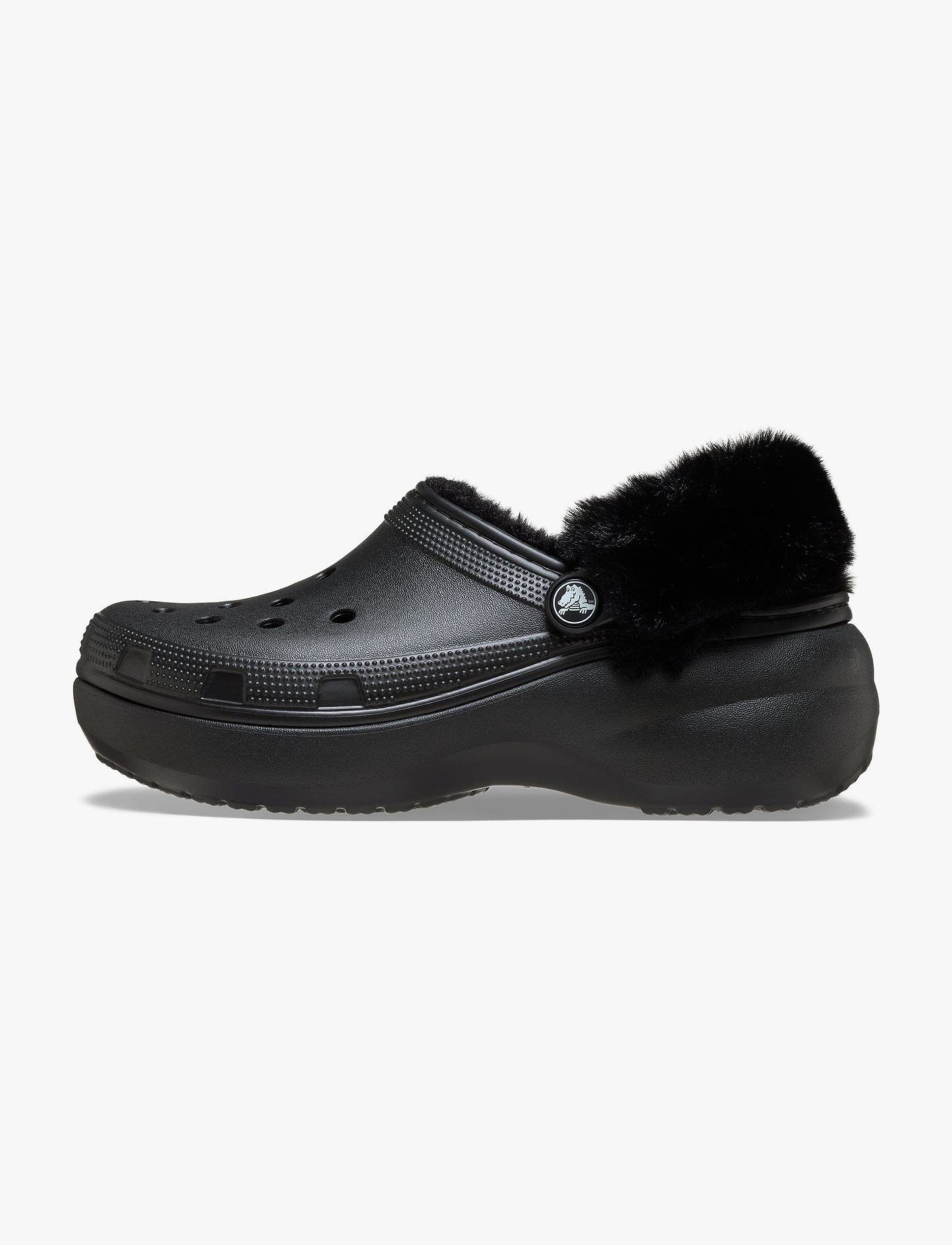 Crocs Classic Platform Fuzz Lined Clog - כפכפי קרוקס פלטפורמה פרוותיים לנשים בצבע שחור