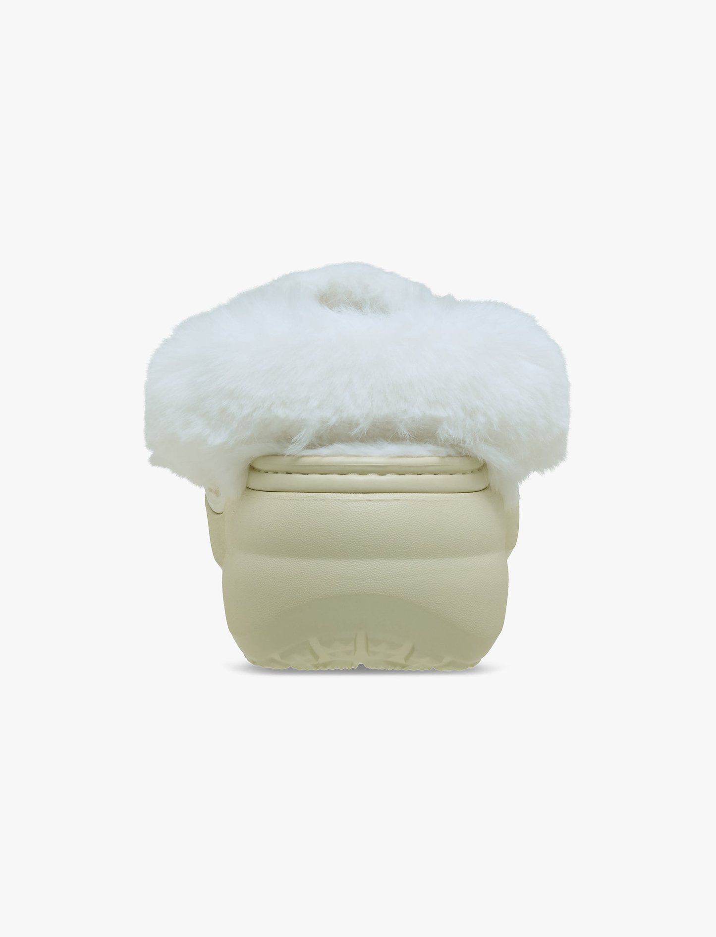Crocs Classic Platform Fuzz Lined Clog - כפכפי קרוקס פלטפורמה פרוותיים לנשים בצבע קרם