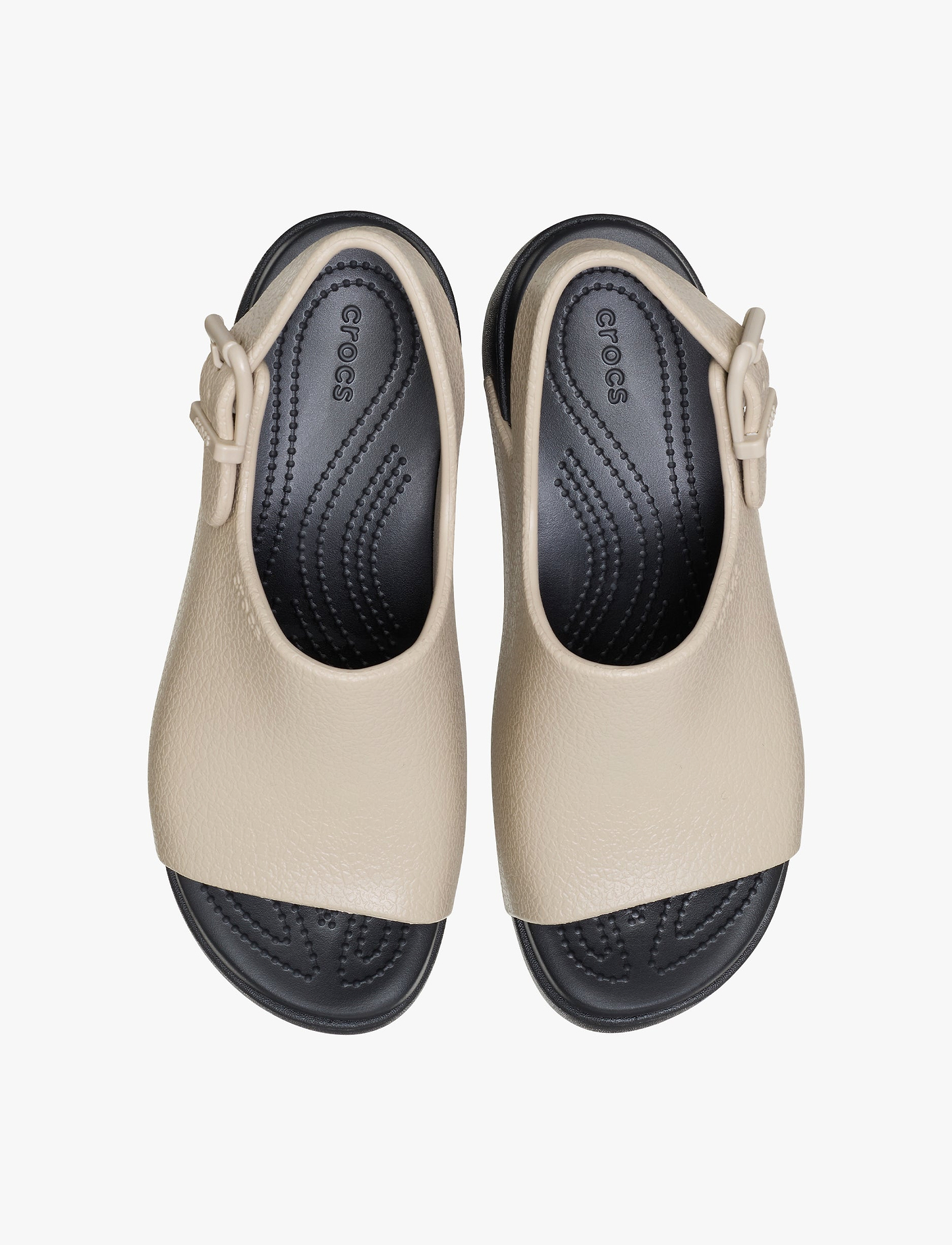Crocs Dylan Platform Slide - סנדלי פלטפורמה קרוקס דילן בצבע בז'/שחור לנשים