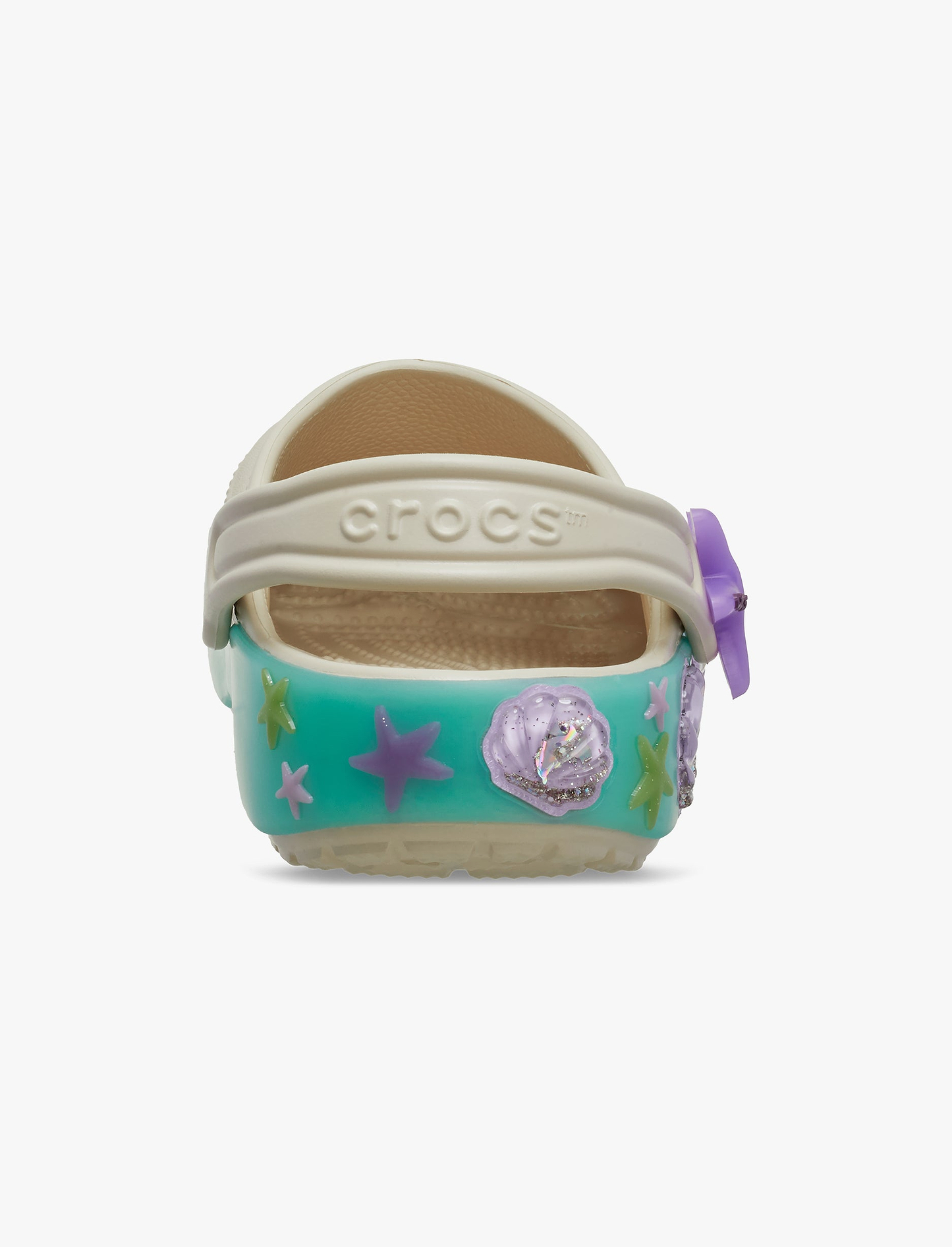 Crocs Classic Sea Sparkle Shaker Clog T -  כפכפי קלוג קרוקס לילדים בצבע קרם בעיטור צדפים מידות קטנות