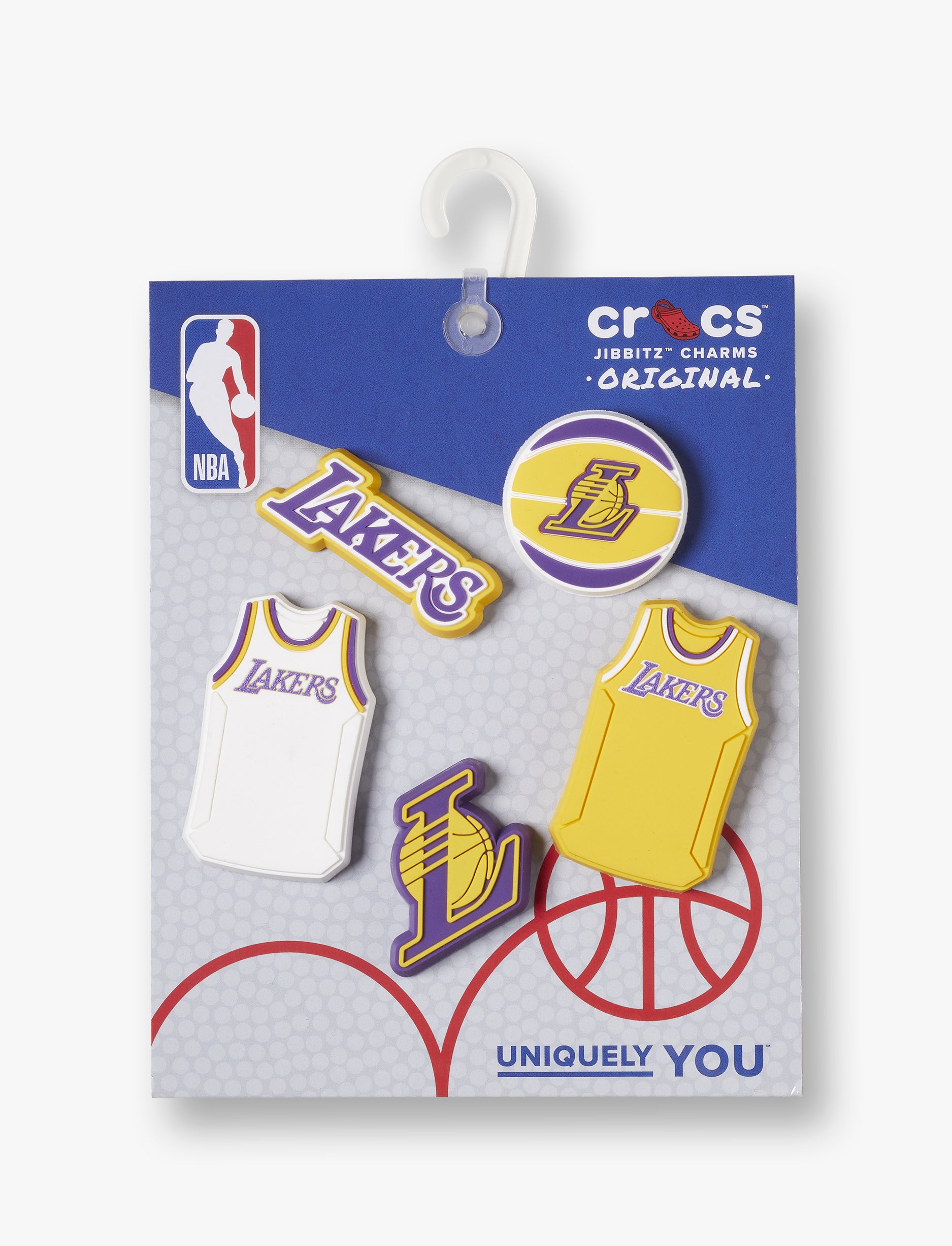 Crocs Jibbitz charms NBA Los Angeles Lakers - מארז 5 ג'יביטים קרוקס