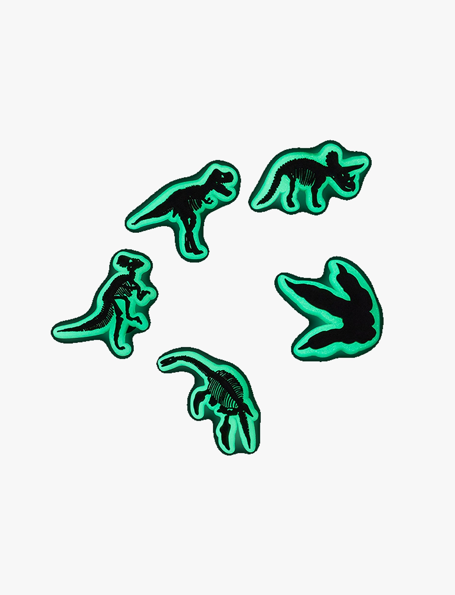 Crocs Jibbitz Glow In The Dark Dino - מארז 5 ג'יביטים קרוקס זוהר בחושך