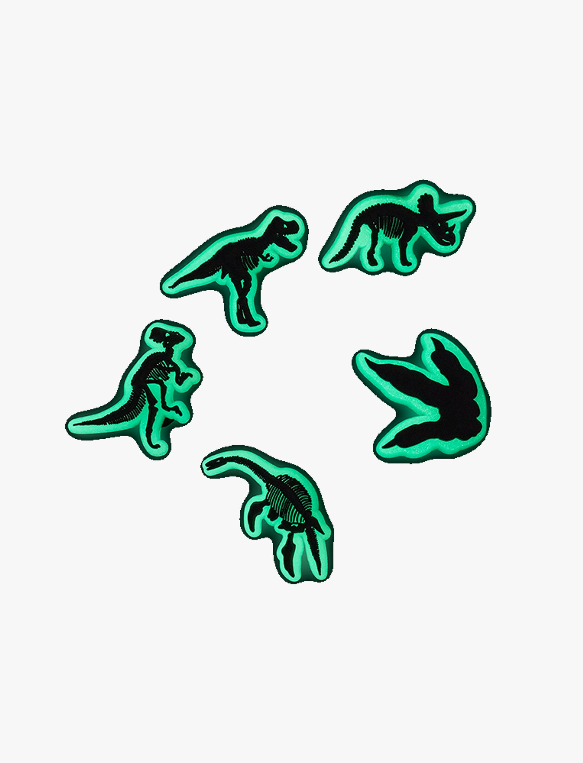 Crocs Jibbitz Glow In The Dark Dino - מארז 5 ג'יביטים קרוקס זוהר בחושך