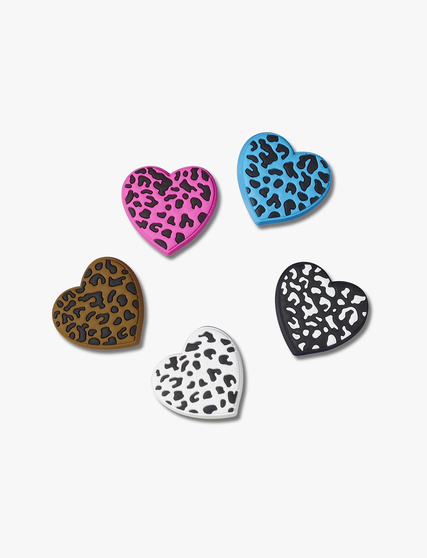 Crocs Jibbitz Leopard Animal Print Heart - מארז 5 ג'יביטים קרוקס
