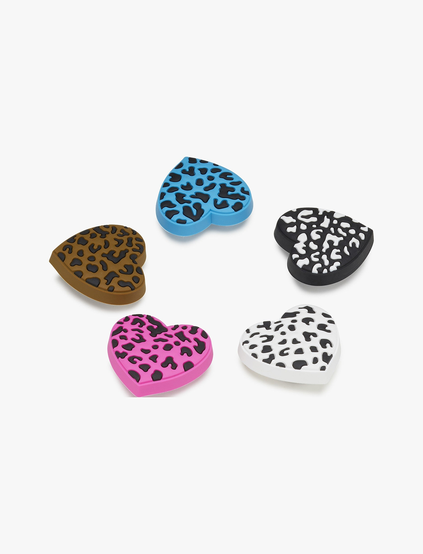 Crocs Jibbitz Leopard Animal Print Heart - מארז 5 ג'יביטים קרוקס
