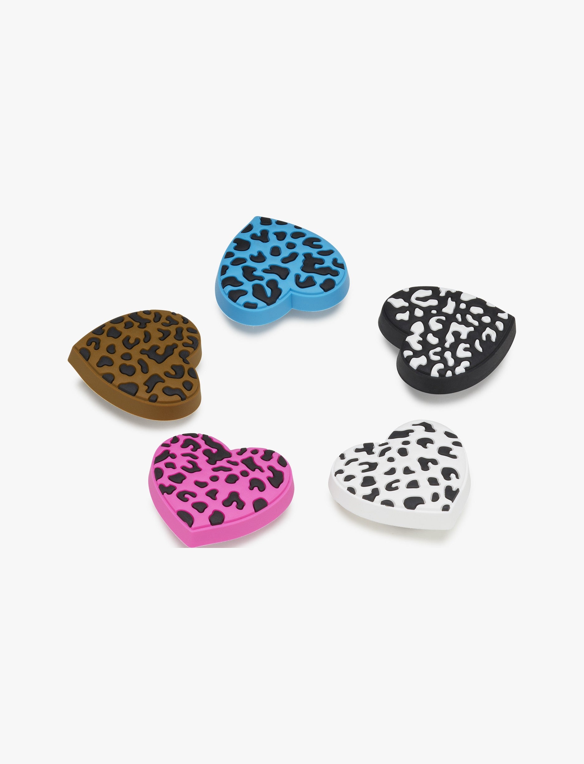 Crocs Jibbitz Leopard Animal Print Heart - מארז 5 ג'יביטים קרוקס