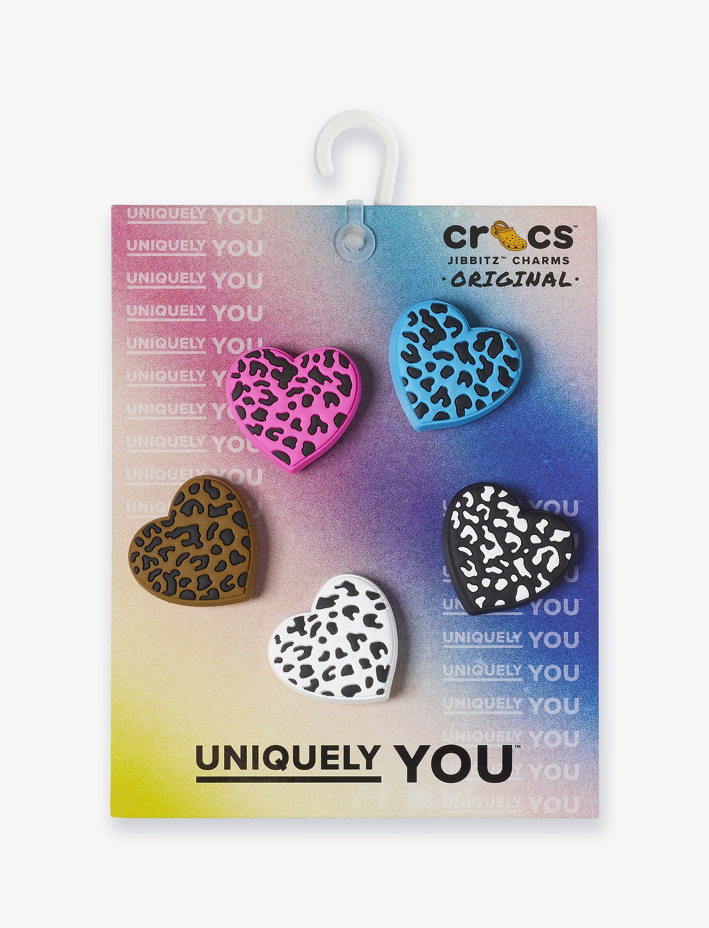 Crocs Jibbitz Leopard Animal Print Heart - מארז 5 ג'יביטים קרוקס