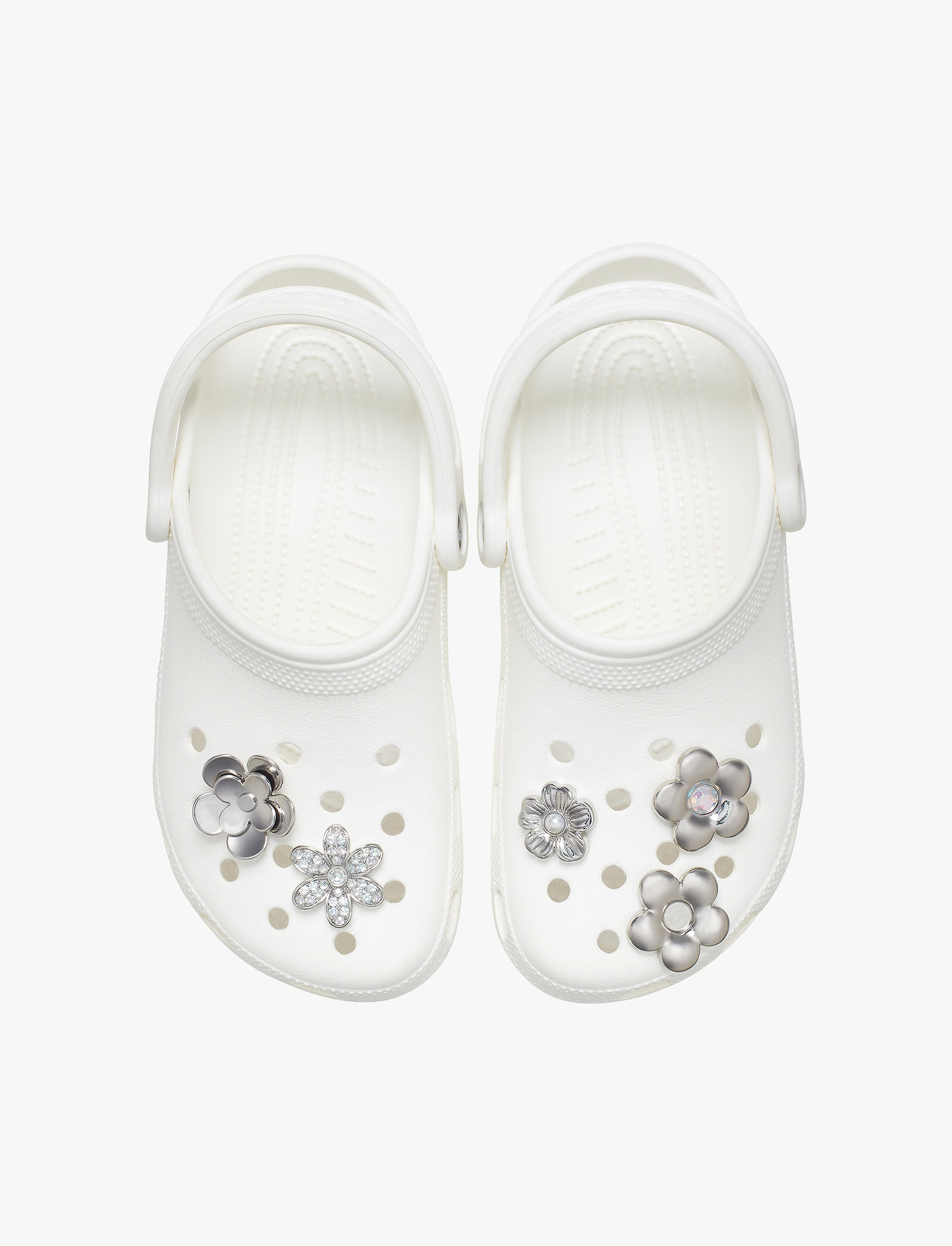 Crocs Jibbitz Monochrome Slvr Flwrs - מארז 5 ג'יביטים קרוקס