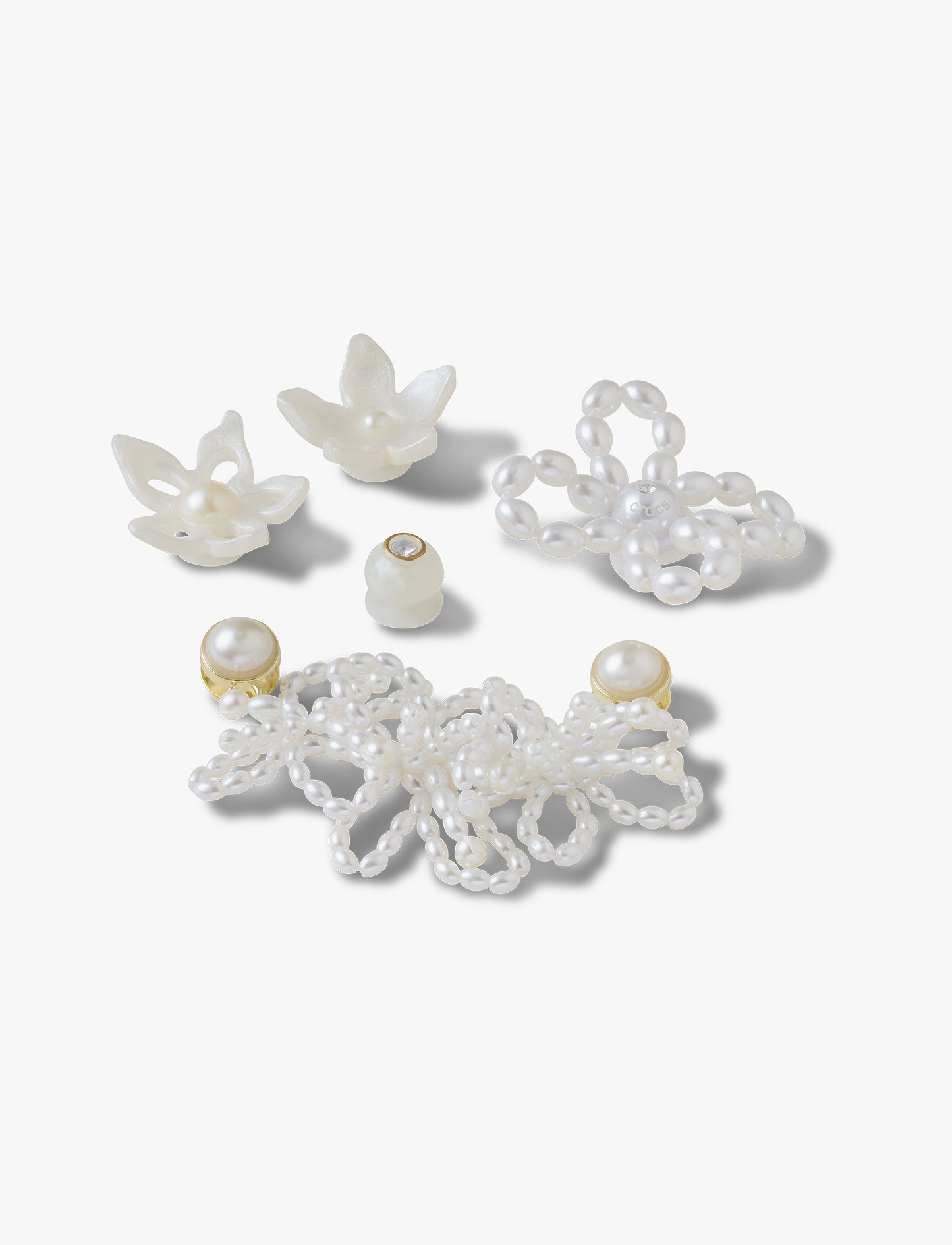 Crocs White Pearl Beaded - מארז 5 ג'יביטים קרוקס