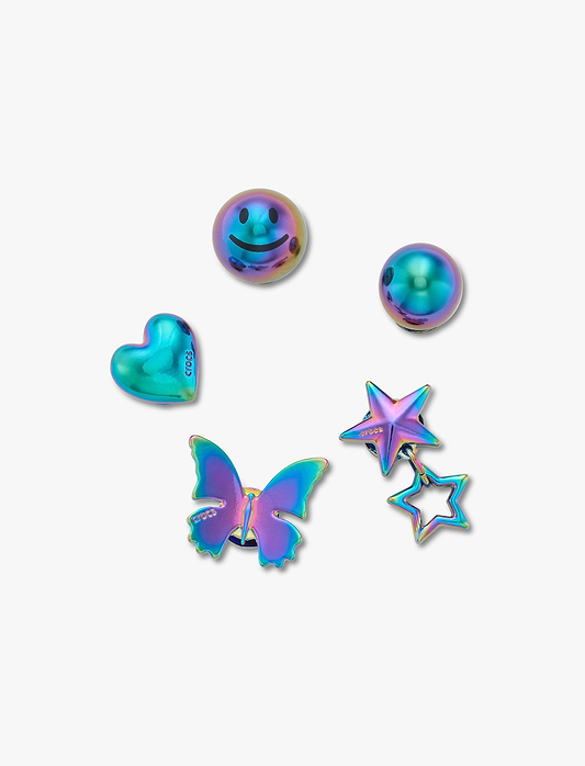 Crocs Jibbitz Iridescent Meta – מארז 5 ג'יביטים קרוקס