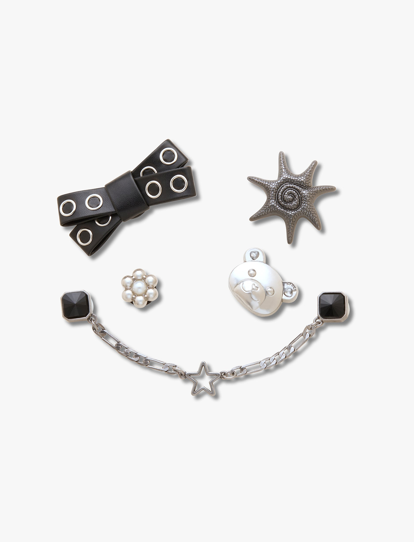 Crocs Jibbitz Silver Cutie Punk – מארז 5 ג'יביטים קרוקס