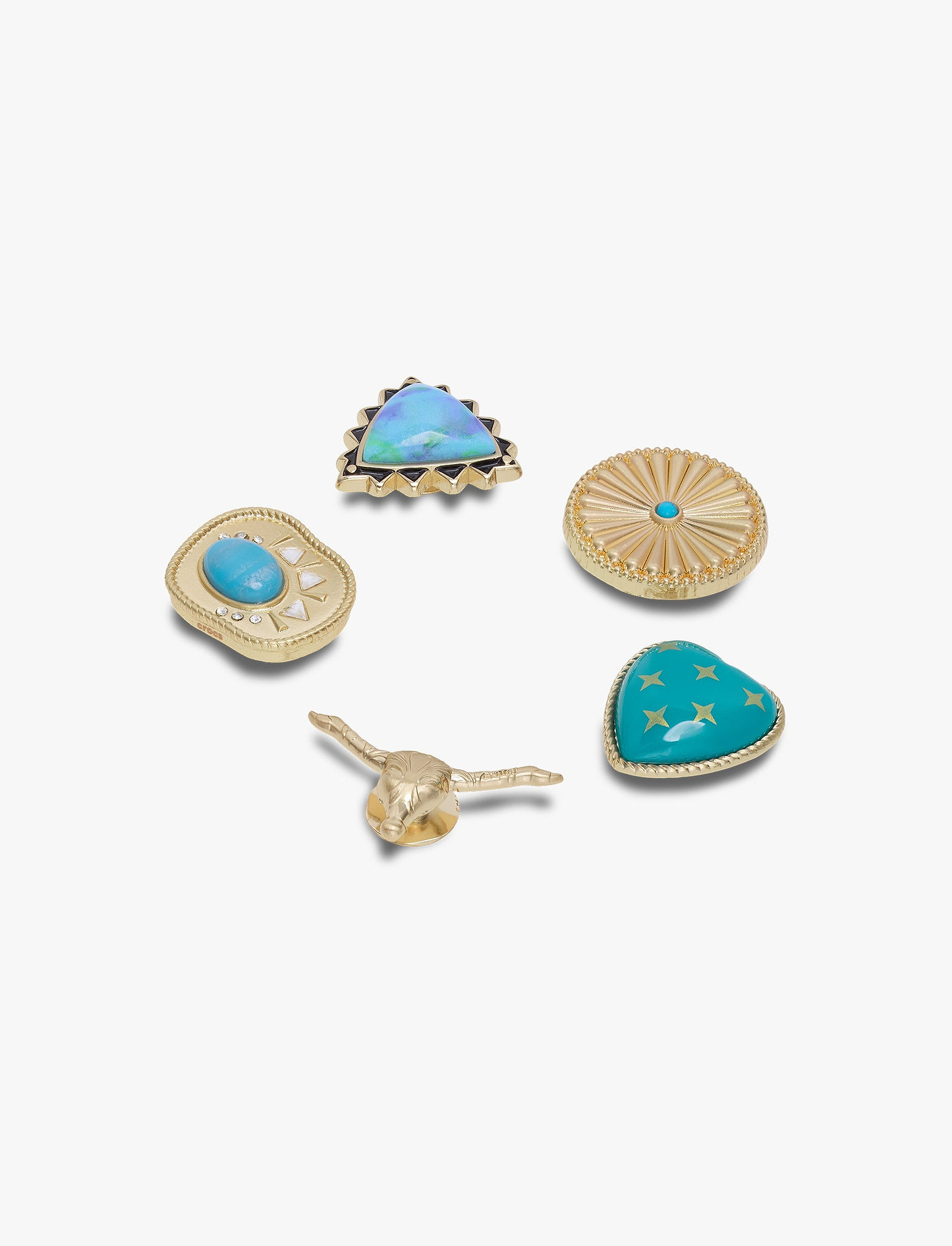 Crocs Gold Turquoise Western - מארז 5 ג'יביטים קרוקס