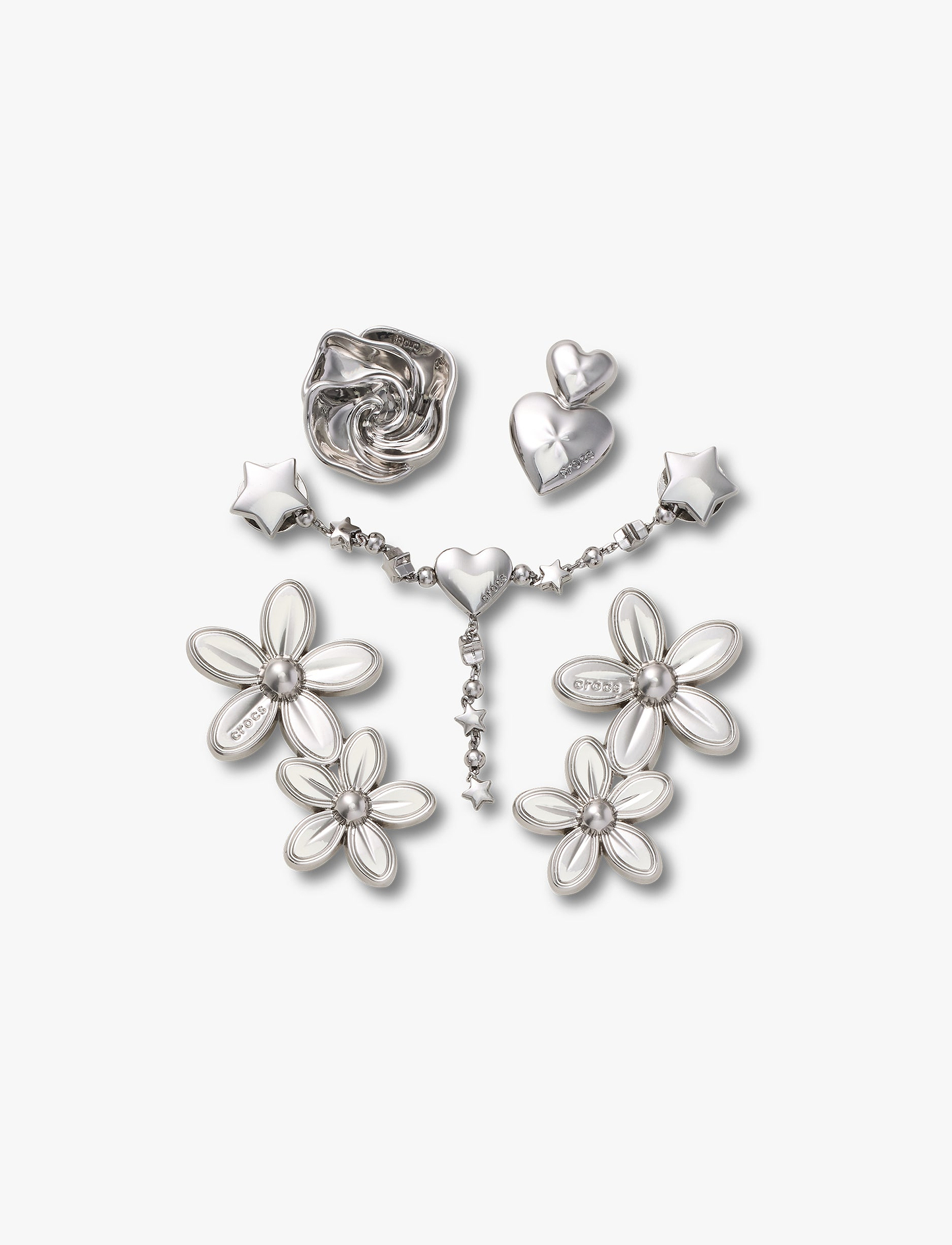 Crocs Silver Meta Floral  - מארז 5 ג'יביטים קרוקס