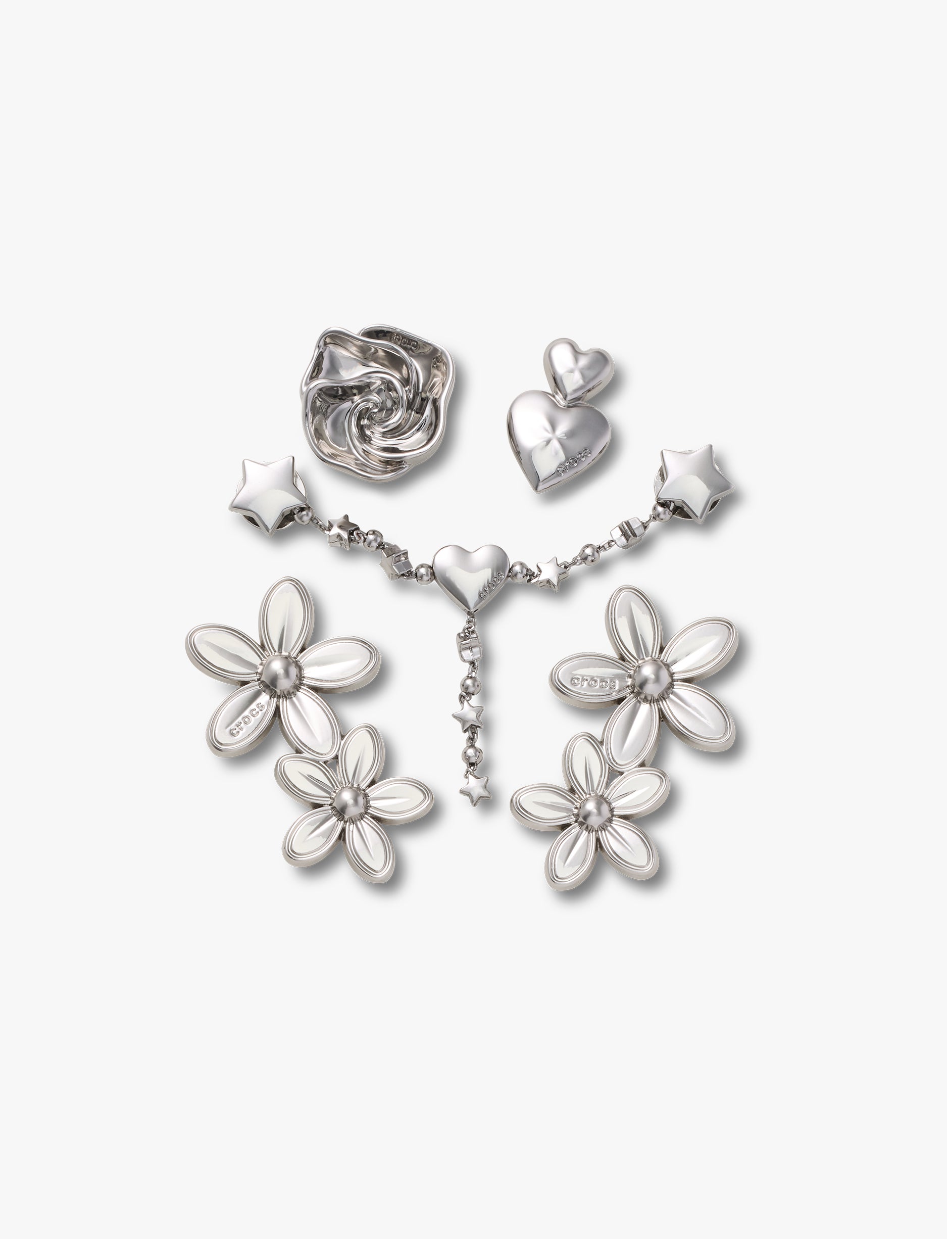 Crocs Silver Meta Floral  - מארז 5 ג'יביטים קרוקס