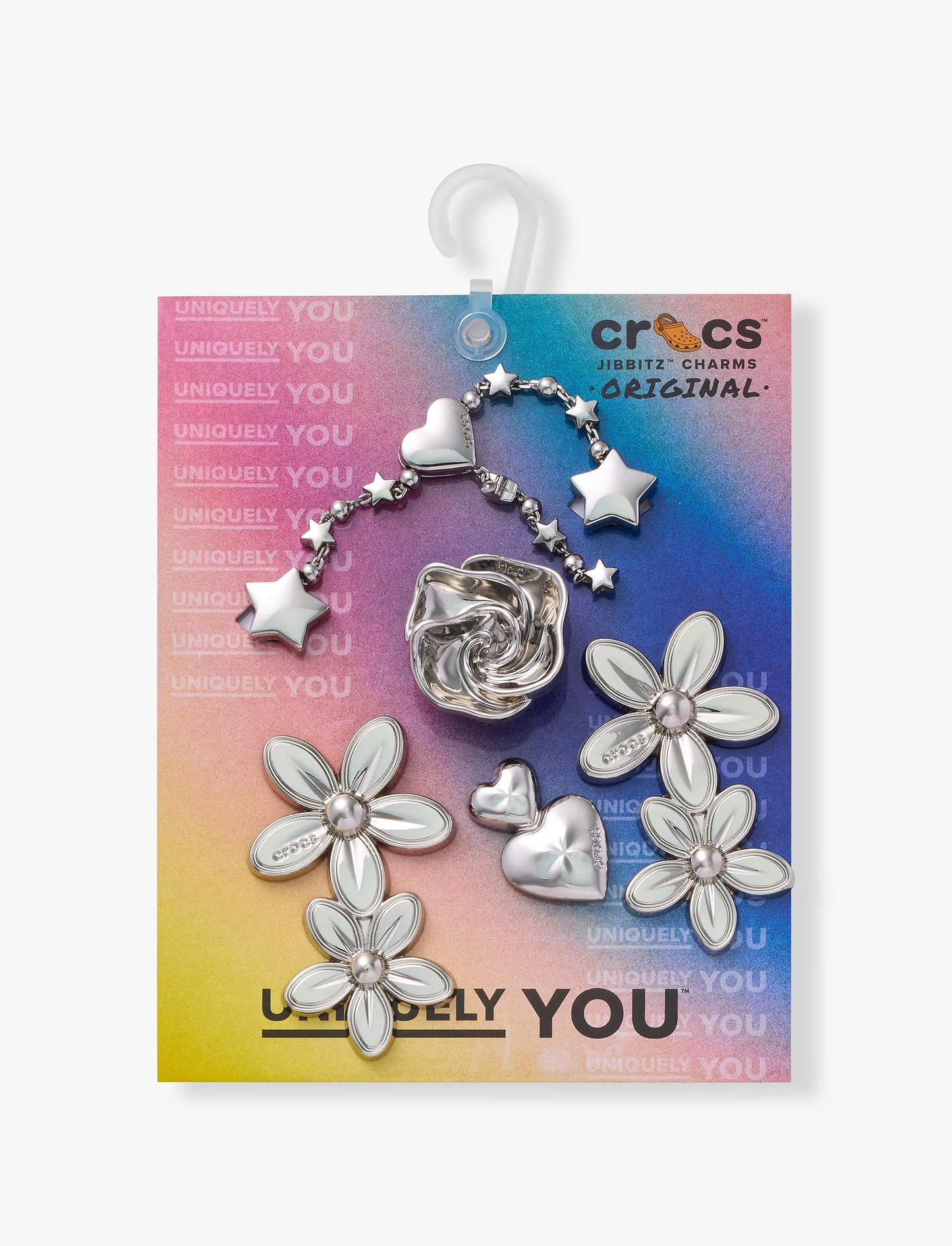 Crocs Silver Meta Floral  - מארז 5 ג'יביטים קרוקס