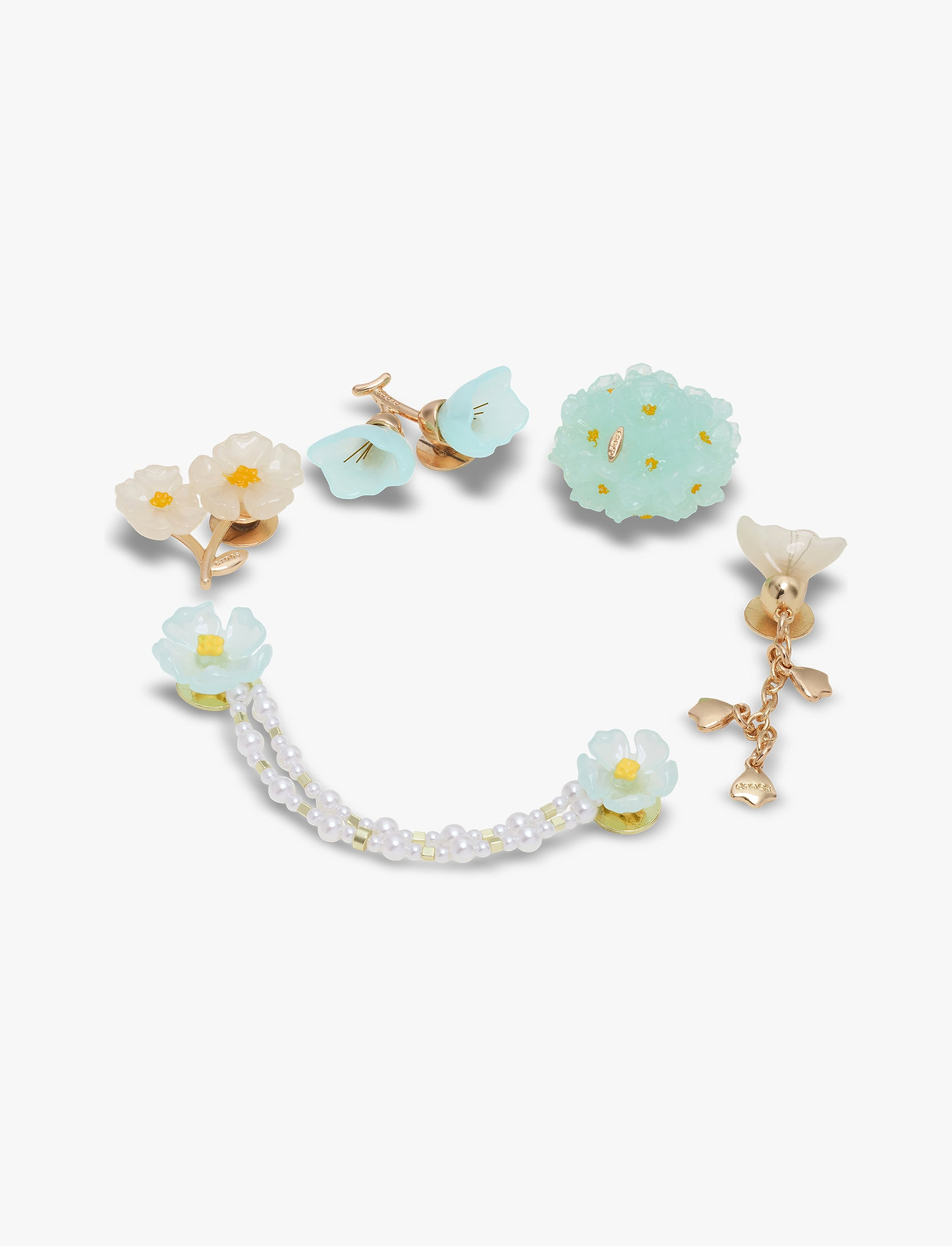 Crocs Jibbitz Blue Dainty Floral - מארז 5 ג'יביטים קרוקס