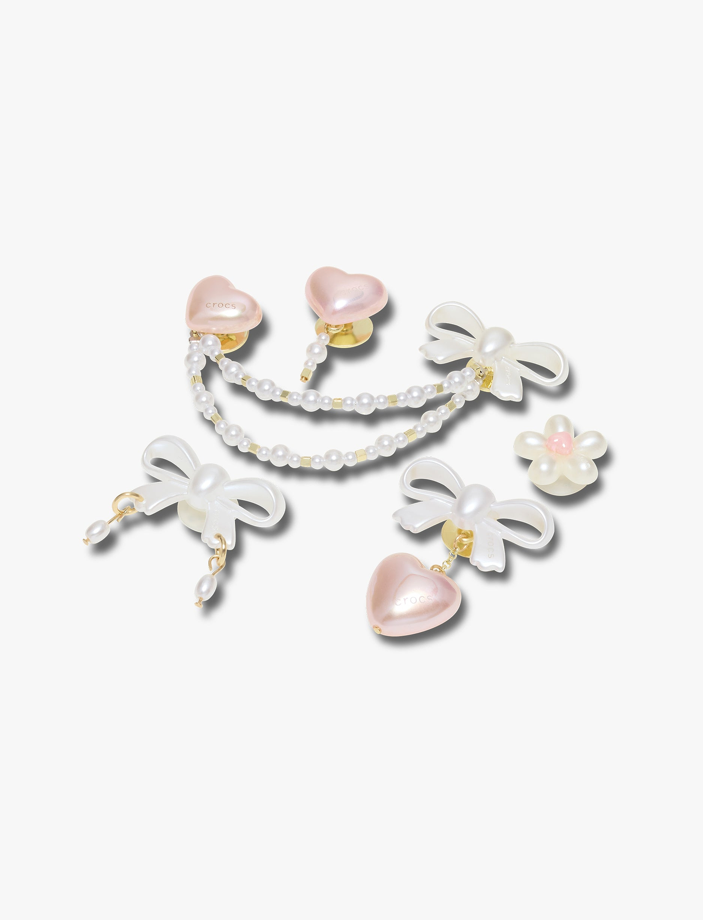 Crocs Jibbitz Bow and Pink Heart - מארז 5 ג'יביטים קרוקס