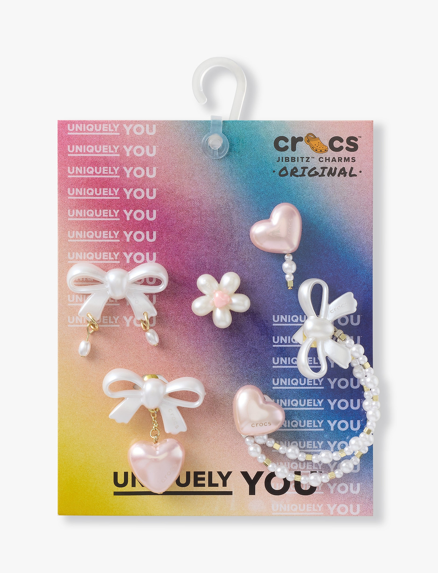Crocs Jibbitz Bow and Pink Heart - מארז 5 ג'יביטים קרוקס