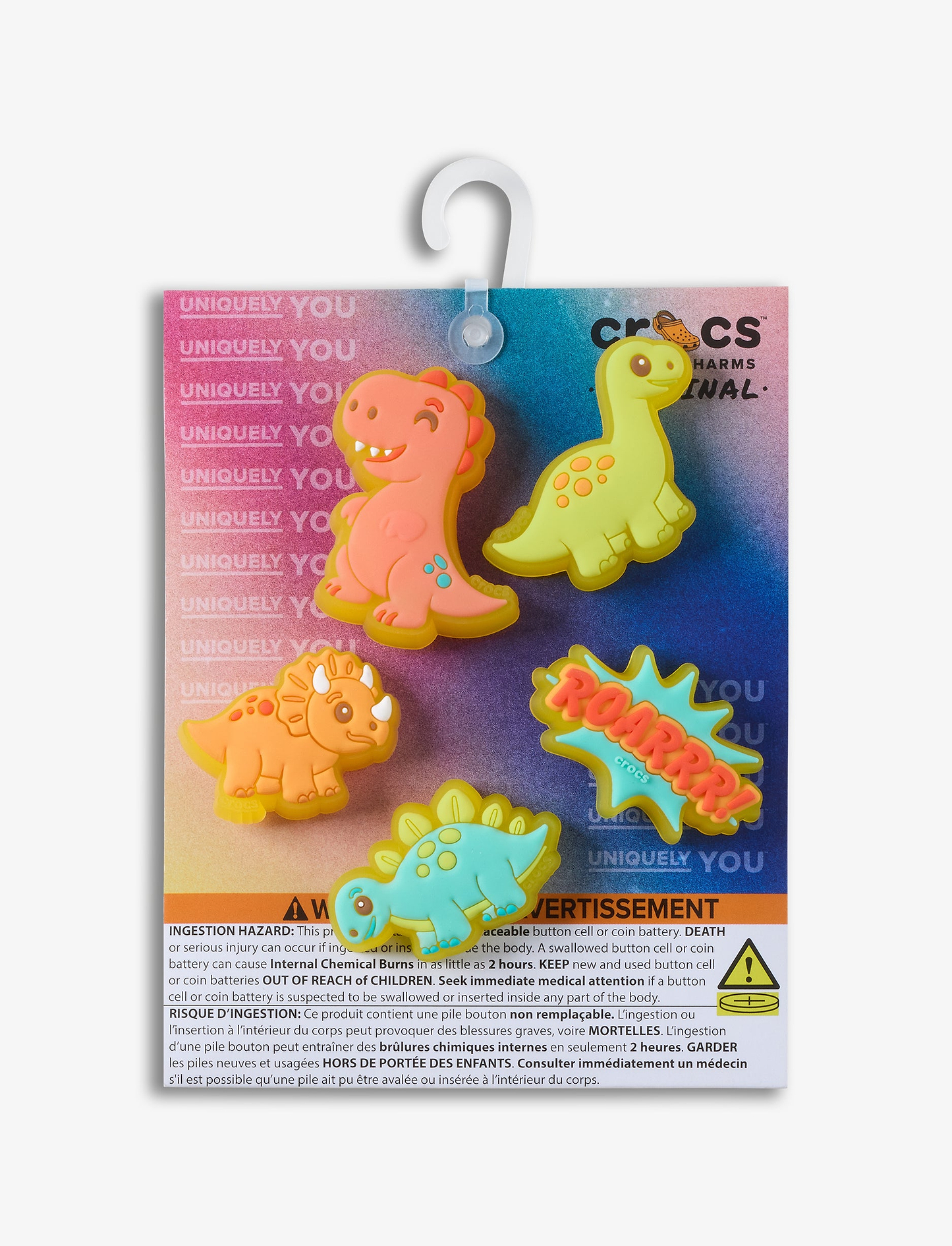 Crocs Jibbitz Lights Up Little Dinos - מארז 5 ג'יביטים קרוקס דינוזאורים עם אורות