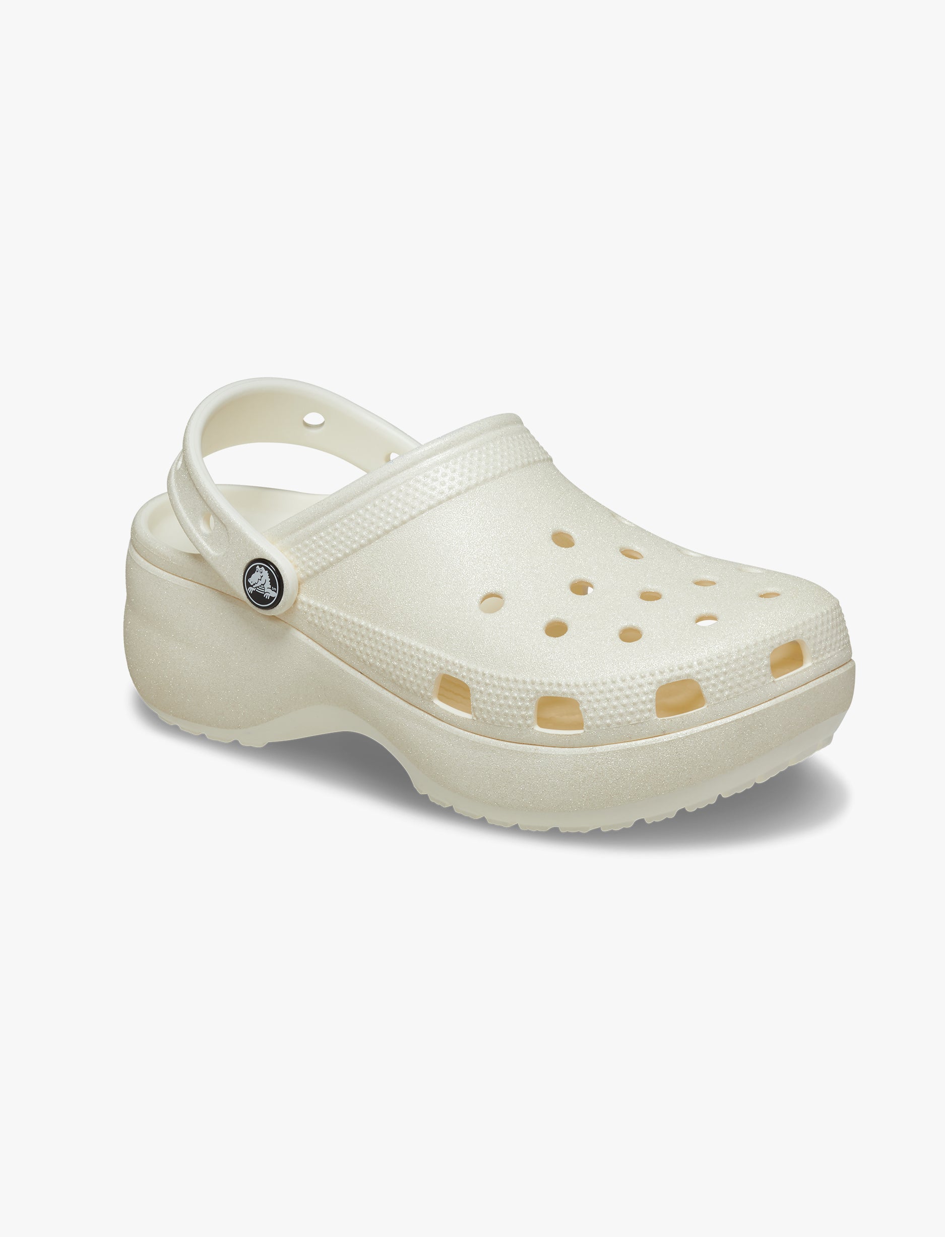 Crocs Classic Platform Glitter Clog W - כפכפי פלטפורמה נצנצים קרוקס לנשים בצבע לבן גיר