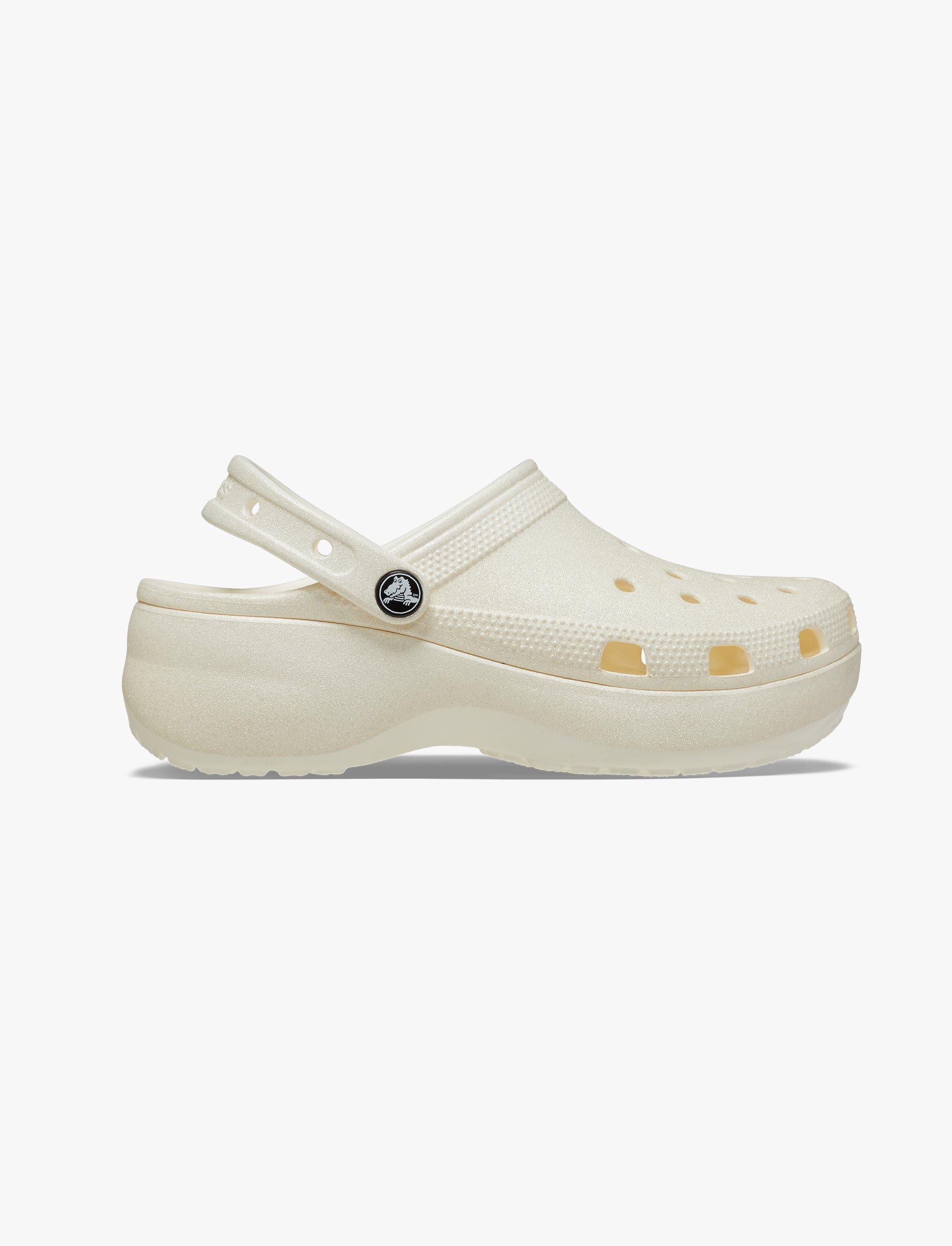 Crocs Classic Platform Glitter Clog W - כפכפי פלטפורמה נצנצים קרוקס לנשים בצבע לבן גיר