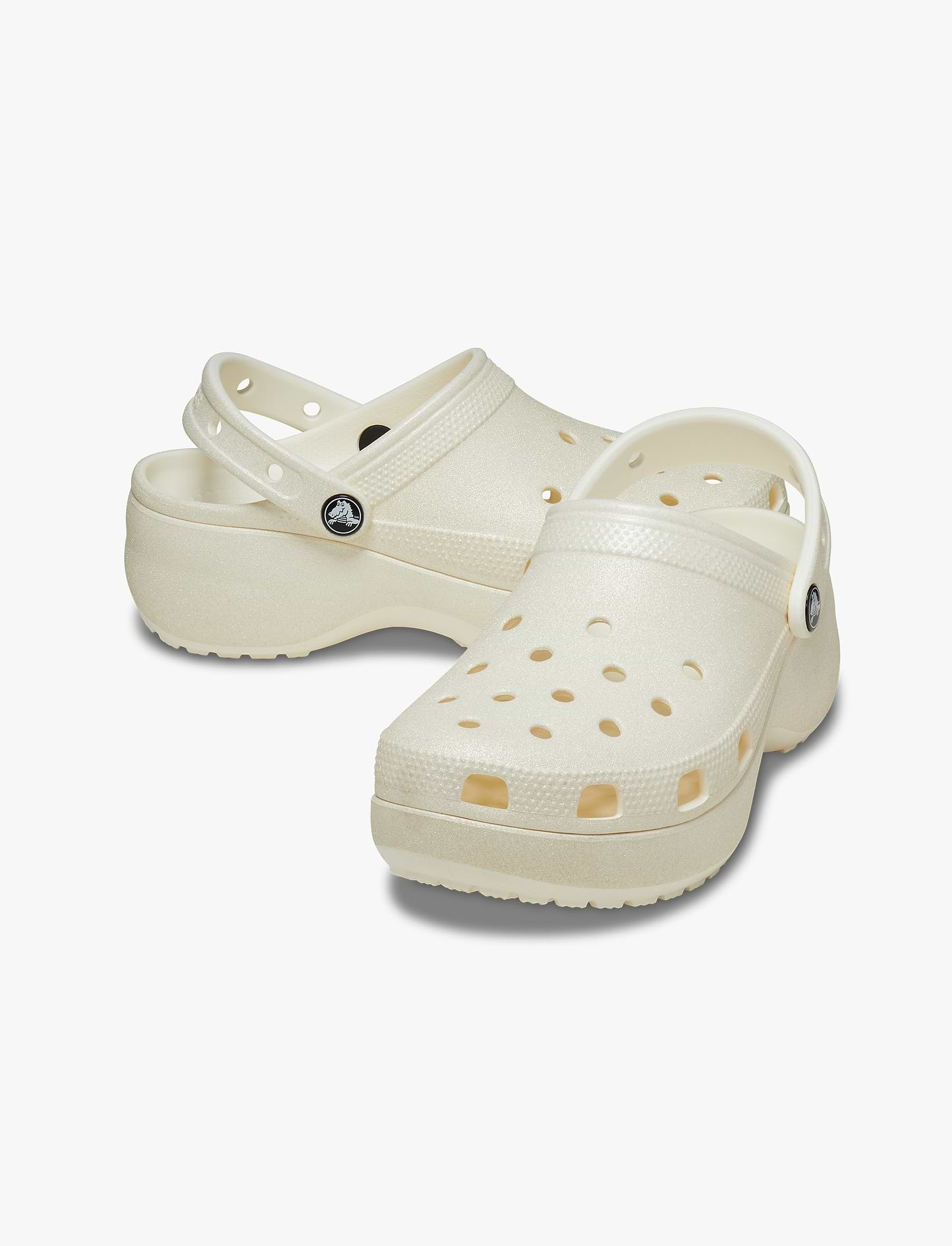 Crocs Classic Platform Glitter Clog W - כפכפי פלטפורמה נצנצים קרוקס לנשים בצבע לבן גיר