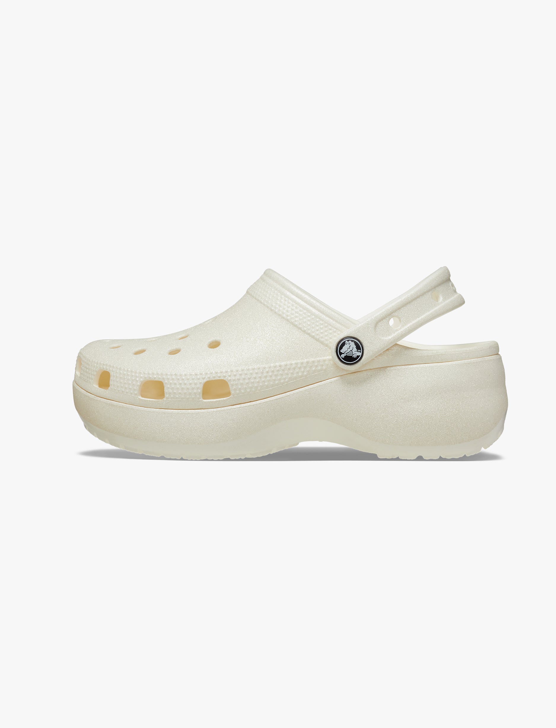 Crocs Classic Platform Glitter Clog W - כפכפי פלטפורמה נצנצים קרוקס לנשים בצבע לבן גיר