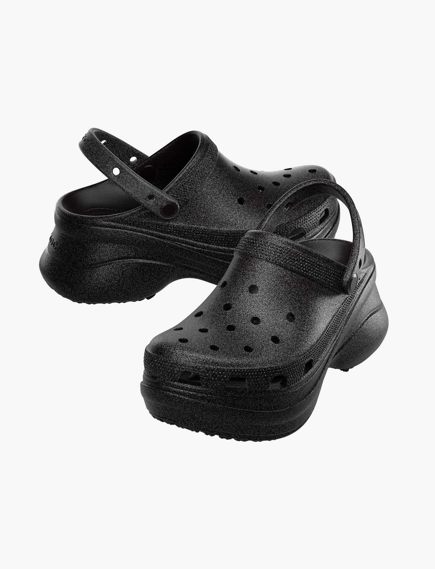 Crocs Bae Glitter Clog - כפכפי קלוג קרוקס ביי פלטפורמה לנשים בצבע שחור נצנצים