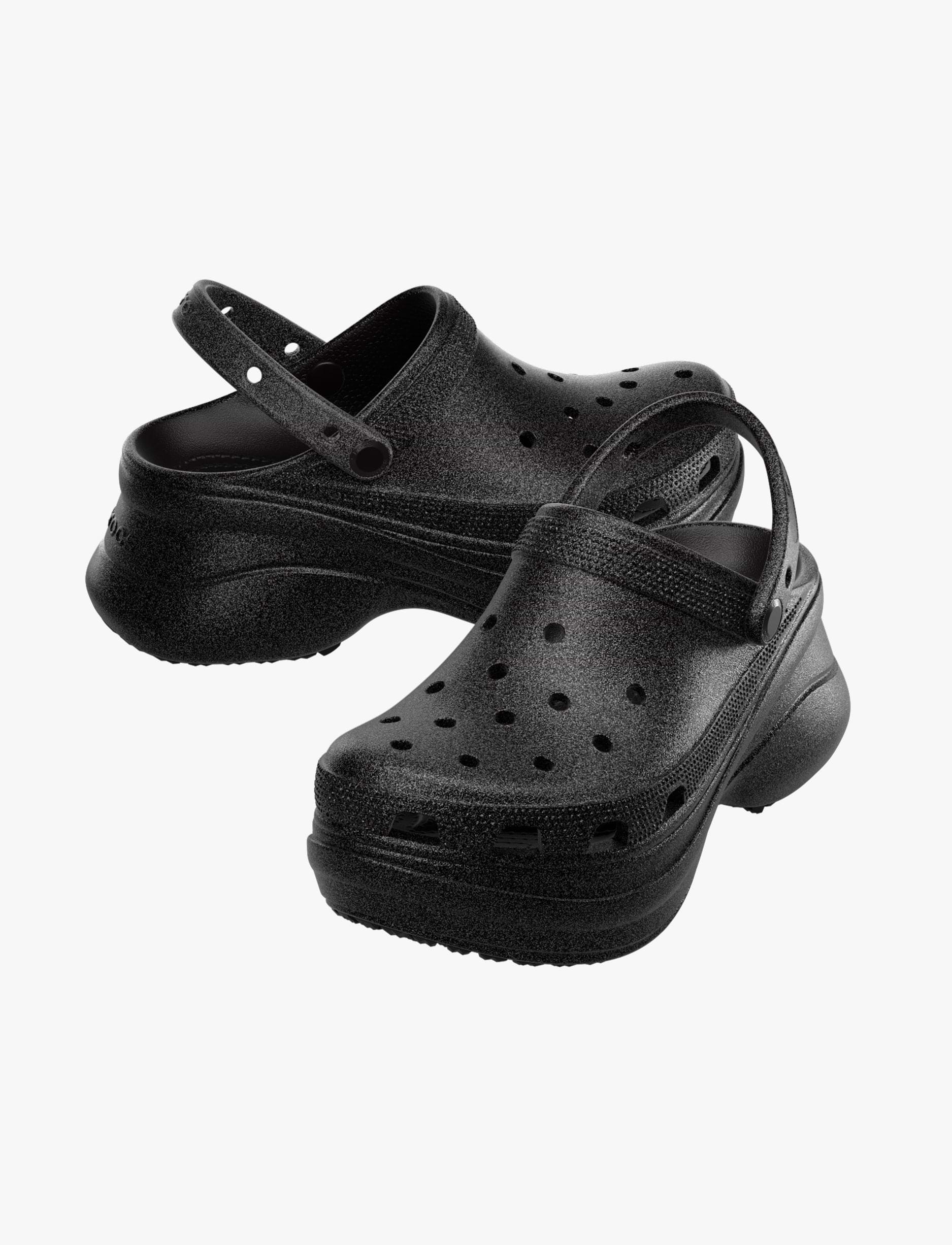 Crocs Bae Glitter Clog -  כפכפי קלוג קרוקס ביי פלטפורמה לנשים בצבע שחור נצנצים